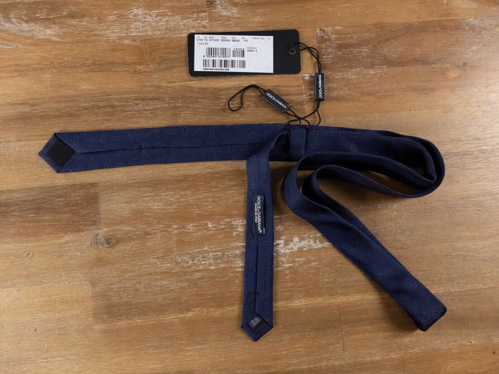 Dolce & Gabbana DOLCE & GABBANA blue ellipse motif skinny silk tie authentic Size ONE SIZE - 2 Thumbnail
