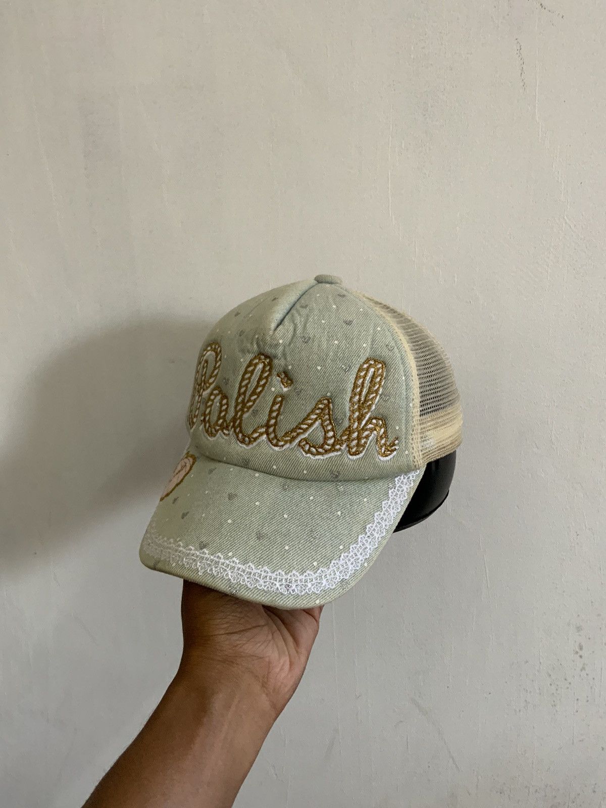 Japanese Brand Polish Embroidered Archive Trucker Hat Size ONE SIZE - 1 Thumbnail