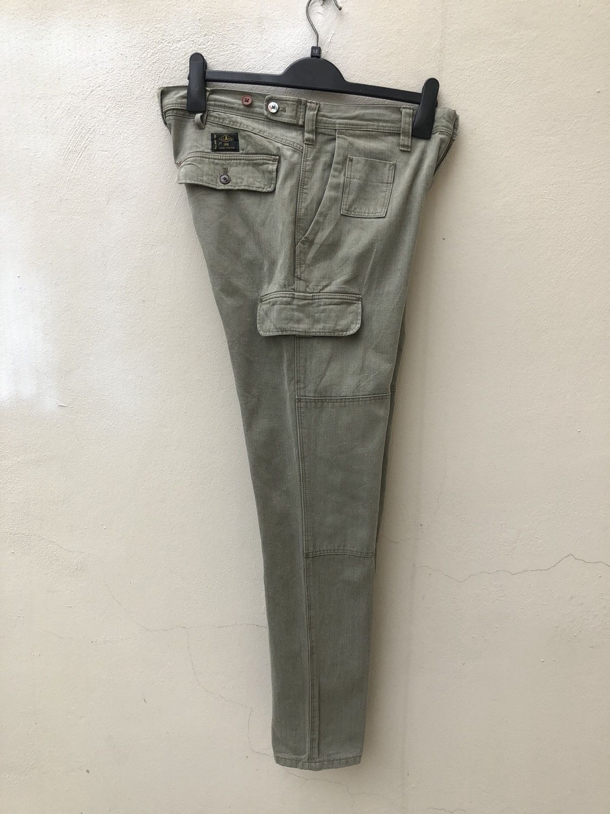Paul Smith Olive Green Herringbone Twill Cargo Trouser Slim Fit Pant Size US 31 - 9 Thumbnail