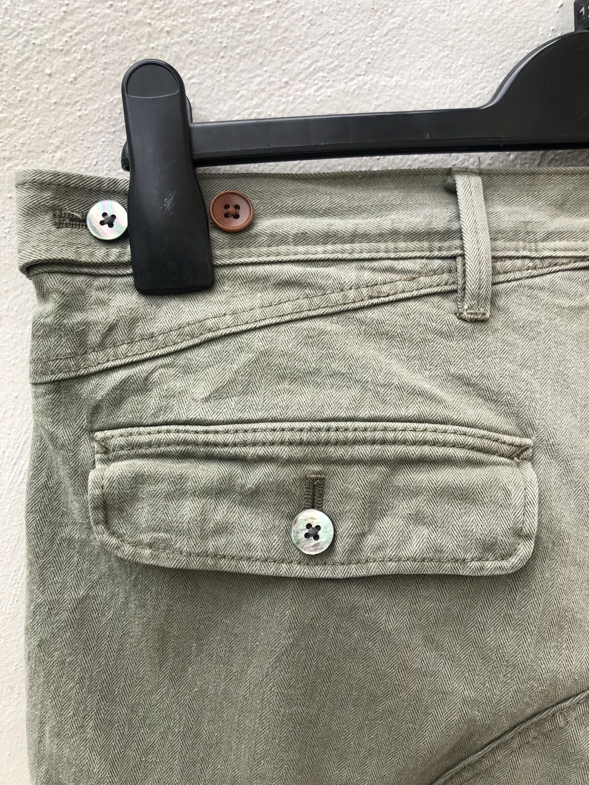 Paul Smith Olive Green Herringbone Twill Cargo Trouser Slim Fit Pant Size US 31 - 7 Thumbnail