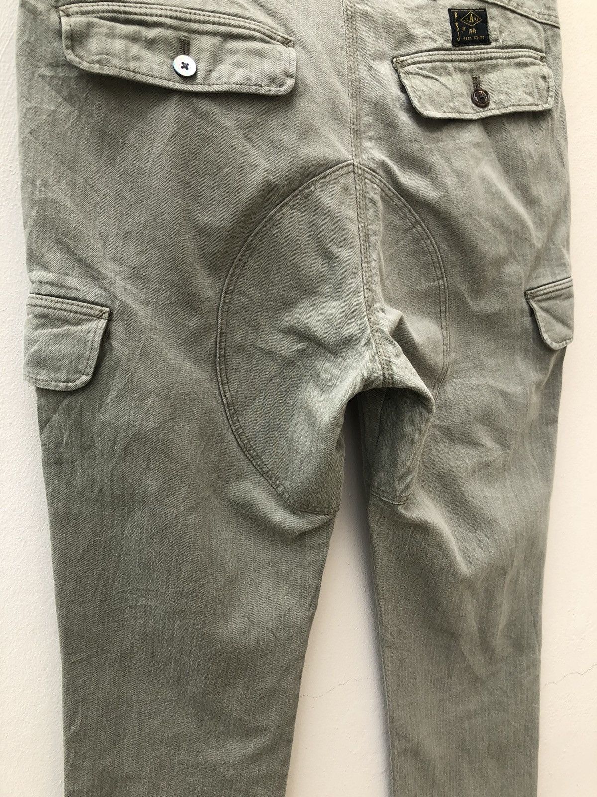 Paul Smith Olive Green Herringbone Twill Cargo Trouser Slim Fit Pant Size US 31 - 8 Thumbnail