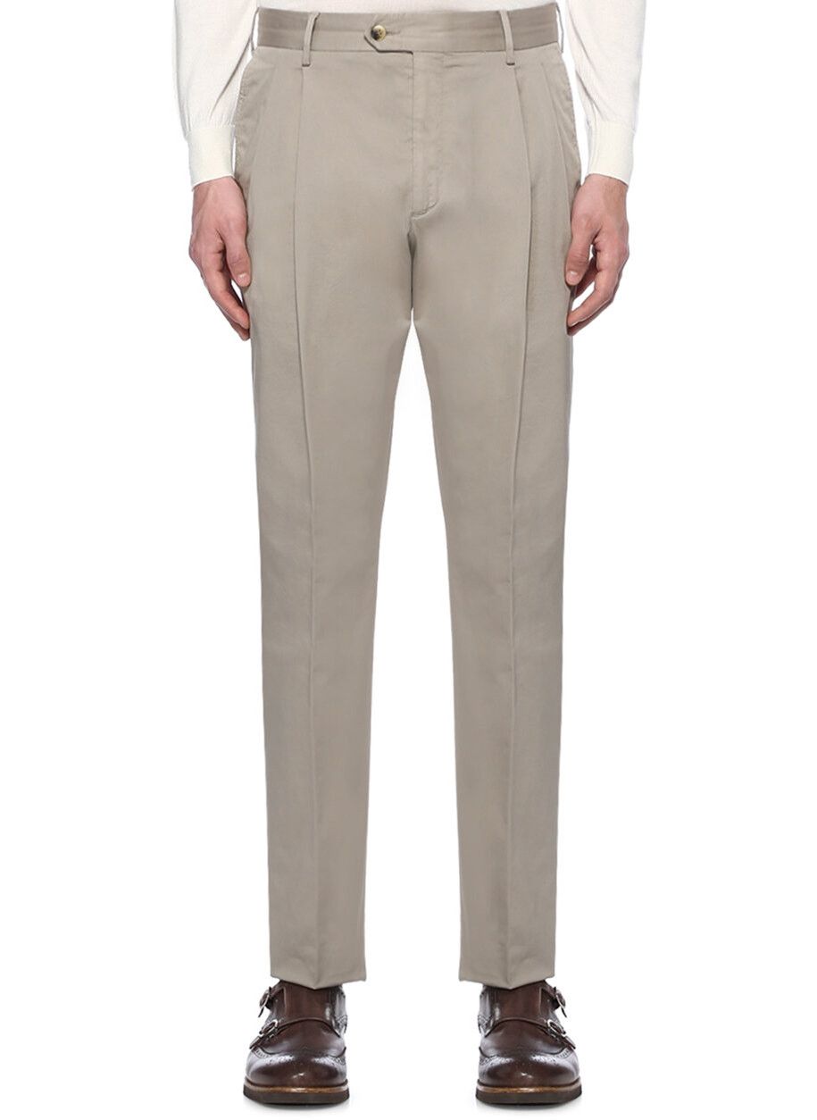 Caruso CARUSO pleated gray cotton trousers pants chinos 38 US / 54 Size US 38 / EU 54 - 1 Thumbnail