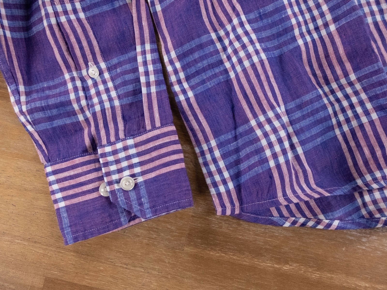 Eton ETON of Sweden slim-fit plaid purple linen shirt - 41 / 16 Size US L / EU 52-54 / 3 - 3 Thumbnail