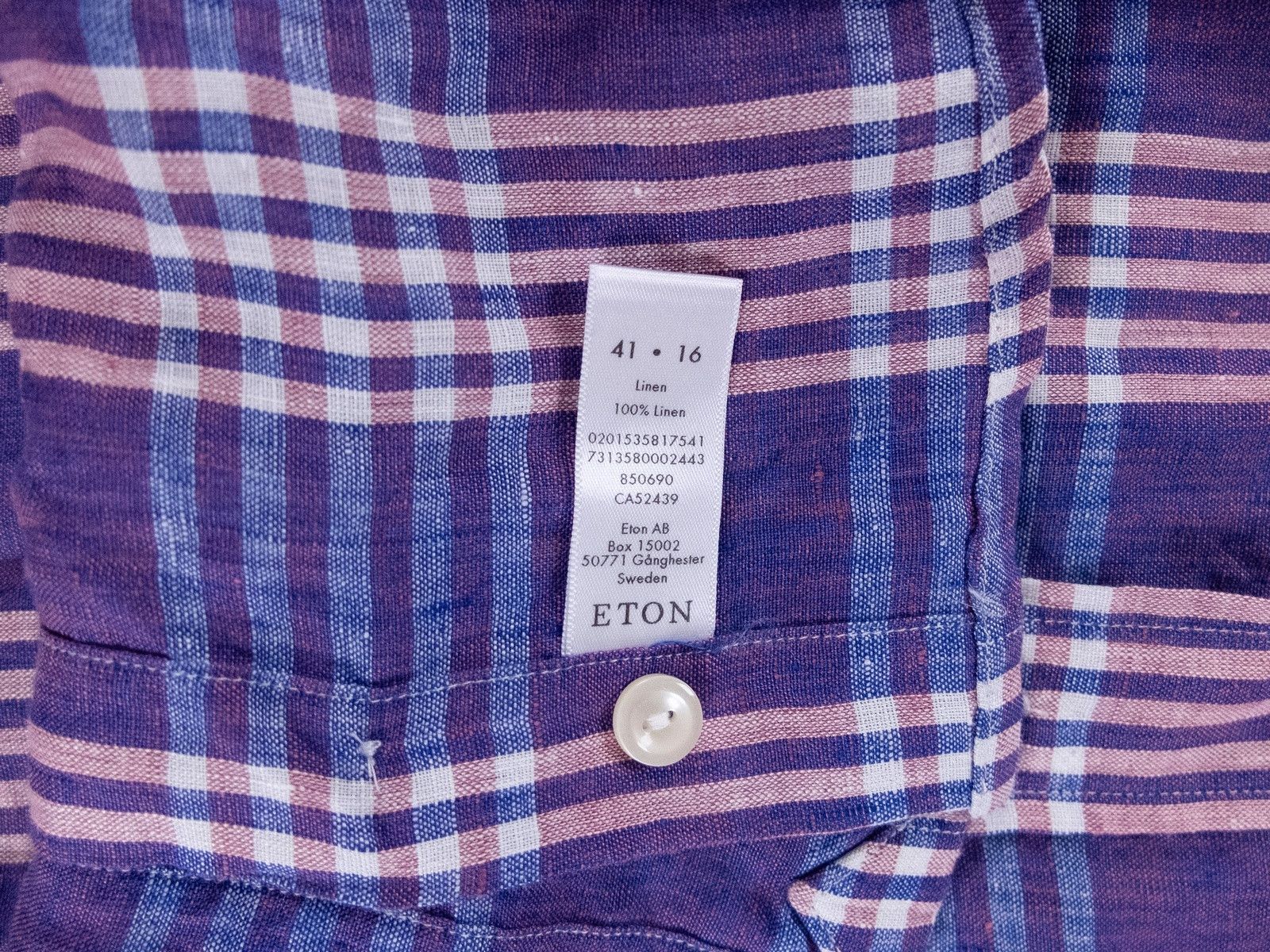 Eton ETON of Sweden slim-fit plaid purple linen shirt - 41 / 16 Size US L / EU 52-54 / 3 - 4 Thumbnail
