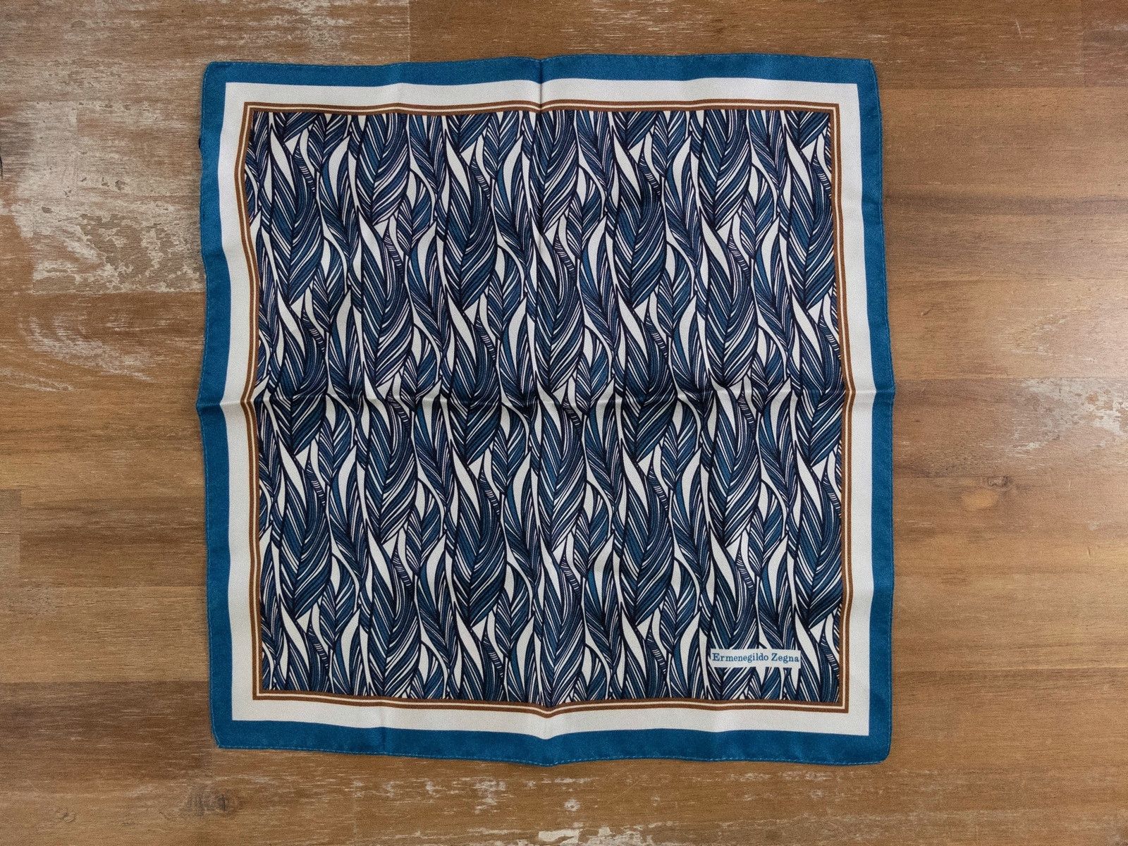 Ermenegildo Zegna ERMENGILDO ZEGNA blue leaf print silk pocket square Size ONE SIZE - 1 Thumbnail