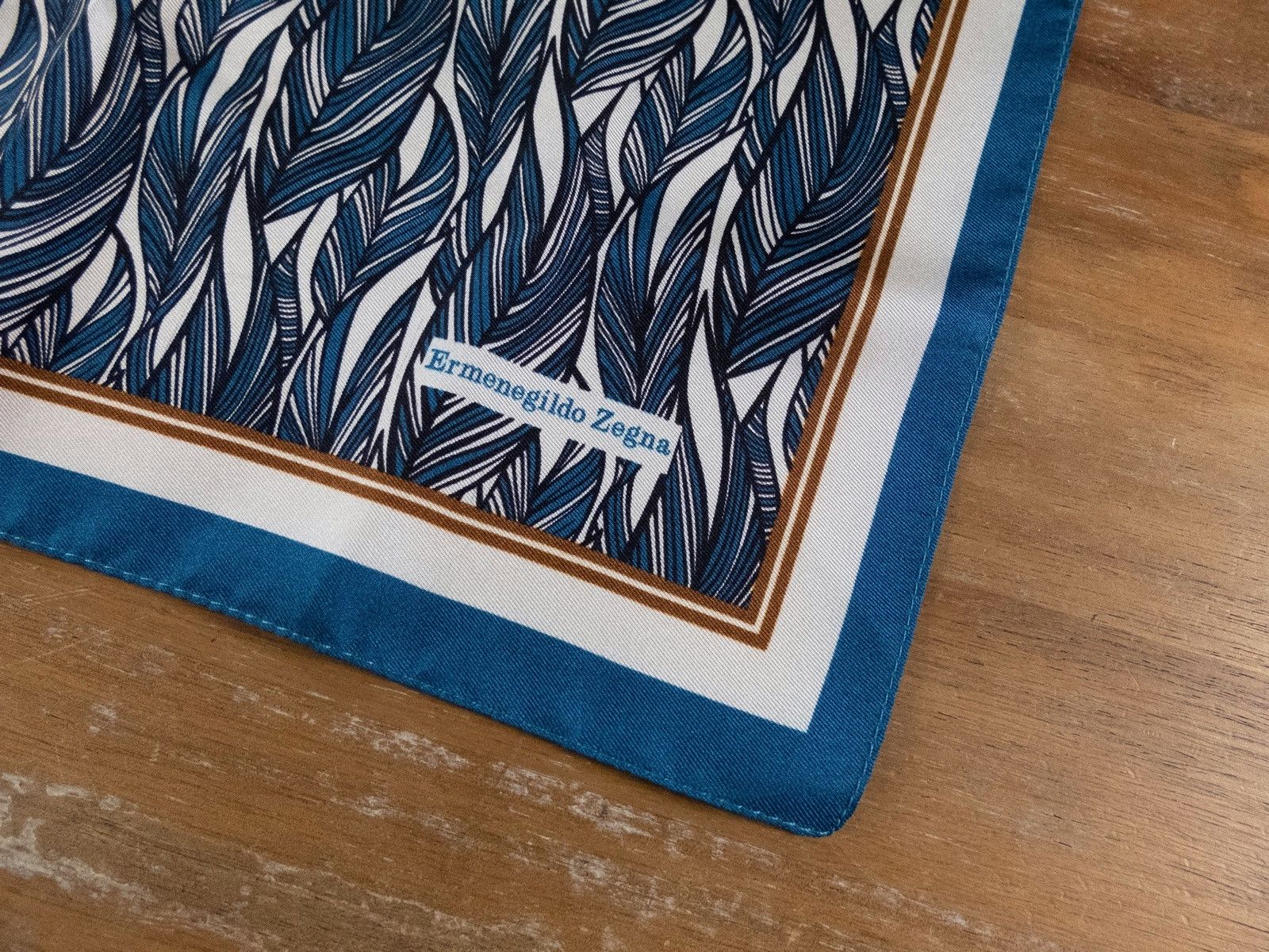 Ermenegildo Zegna ERMENGILDO ZEGNA blue leaf print silk pocket square Size ONE SIZE - 2 Thumbnail