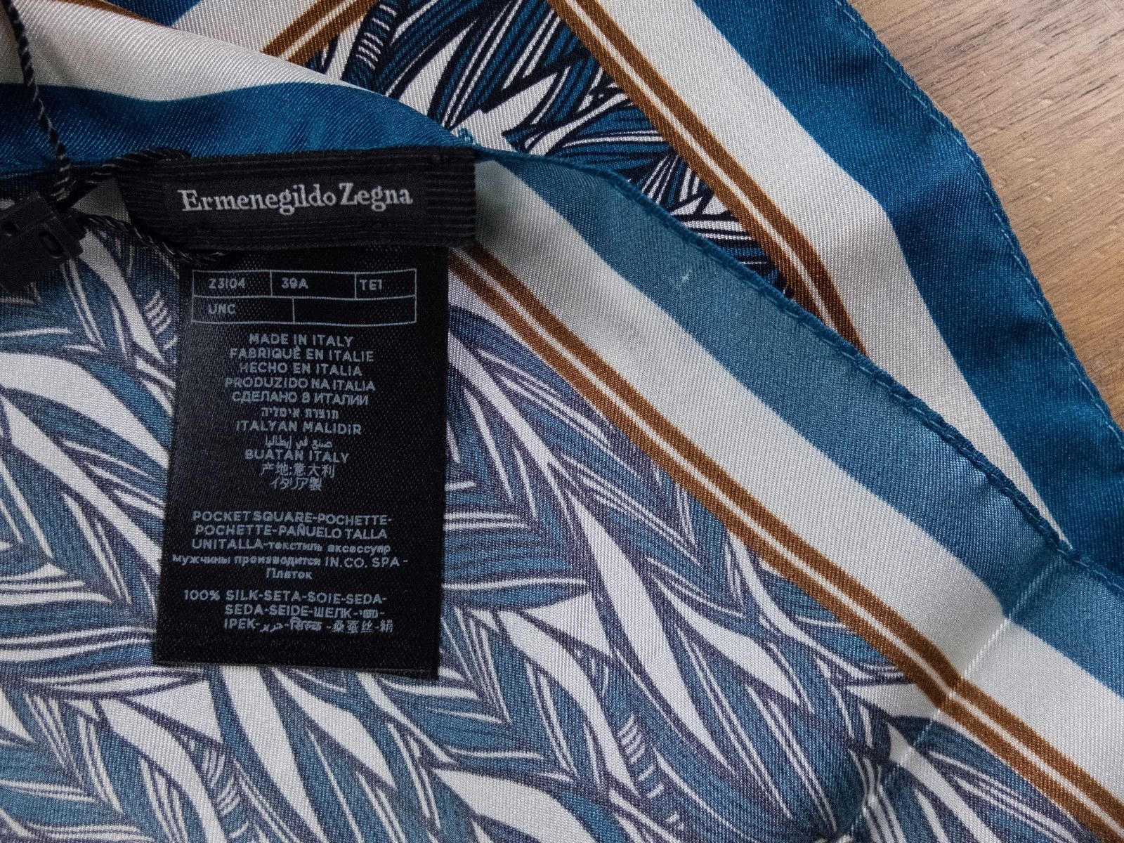 Ermenegildo Zegna ERMENGILDO ZEGNA blue leaf print silk pocket square Size ONE SIZE - 3 Thumbnail