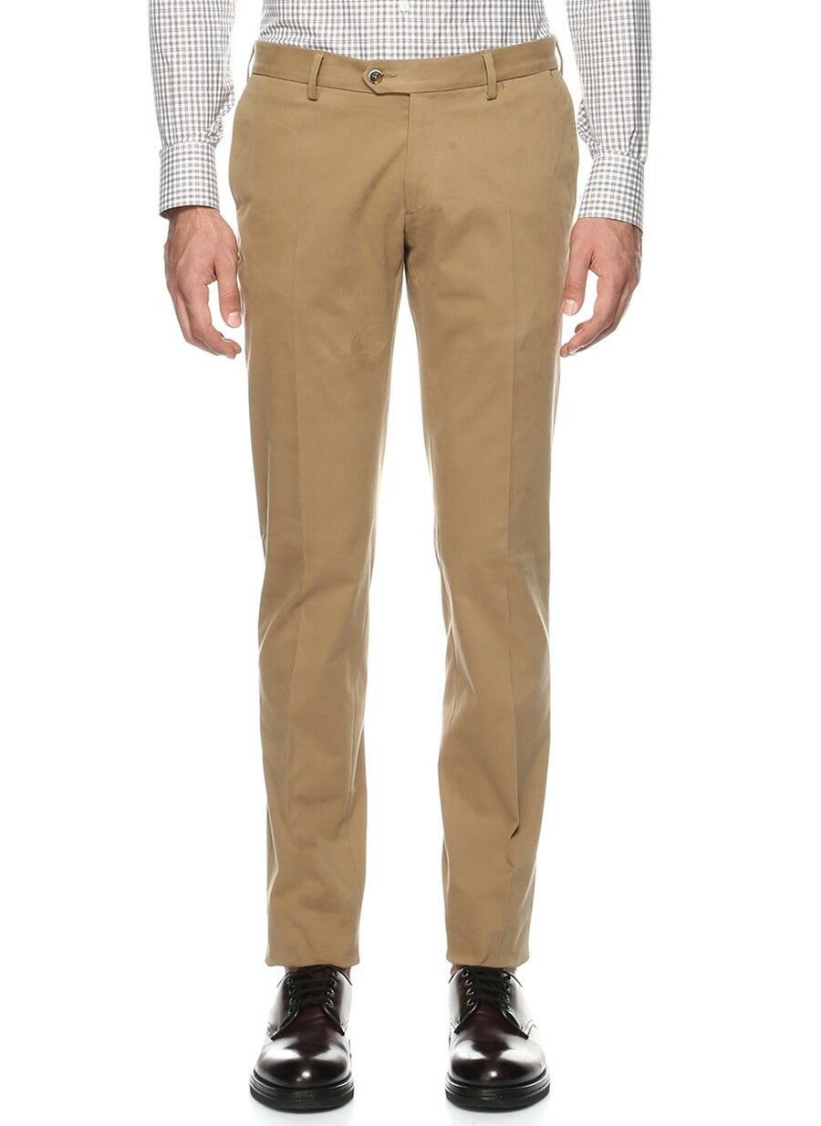Caruso CARUSO beige cotton trousers chinos pants 42 US / 58 EU Size US 42 / EU 58 - 1 Thumbnail