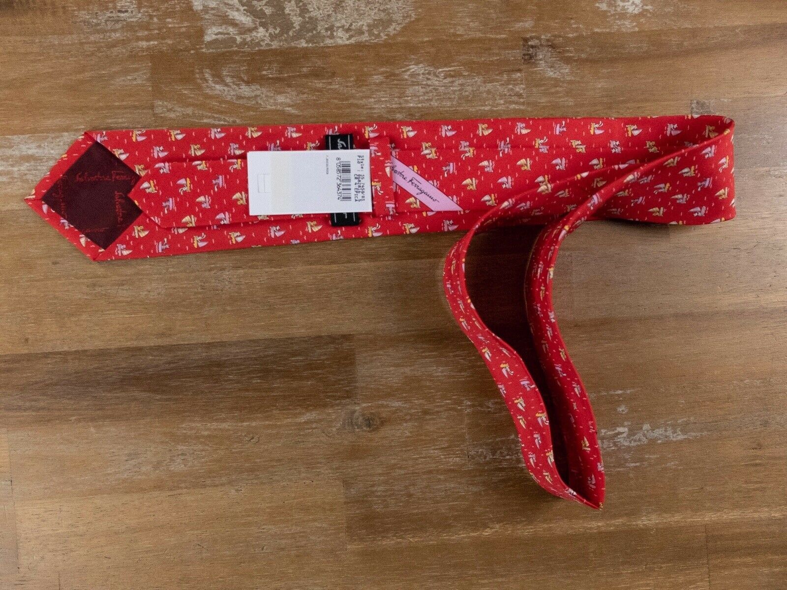 Salvatore Ferragamo SALVATORE FERRAGAMO red animals on boat print silk tie NWT Size ONE SIZE - 2 Thumbnail