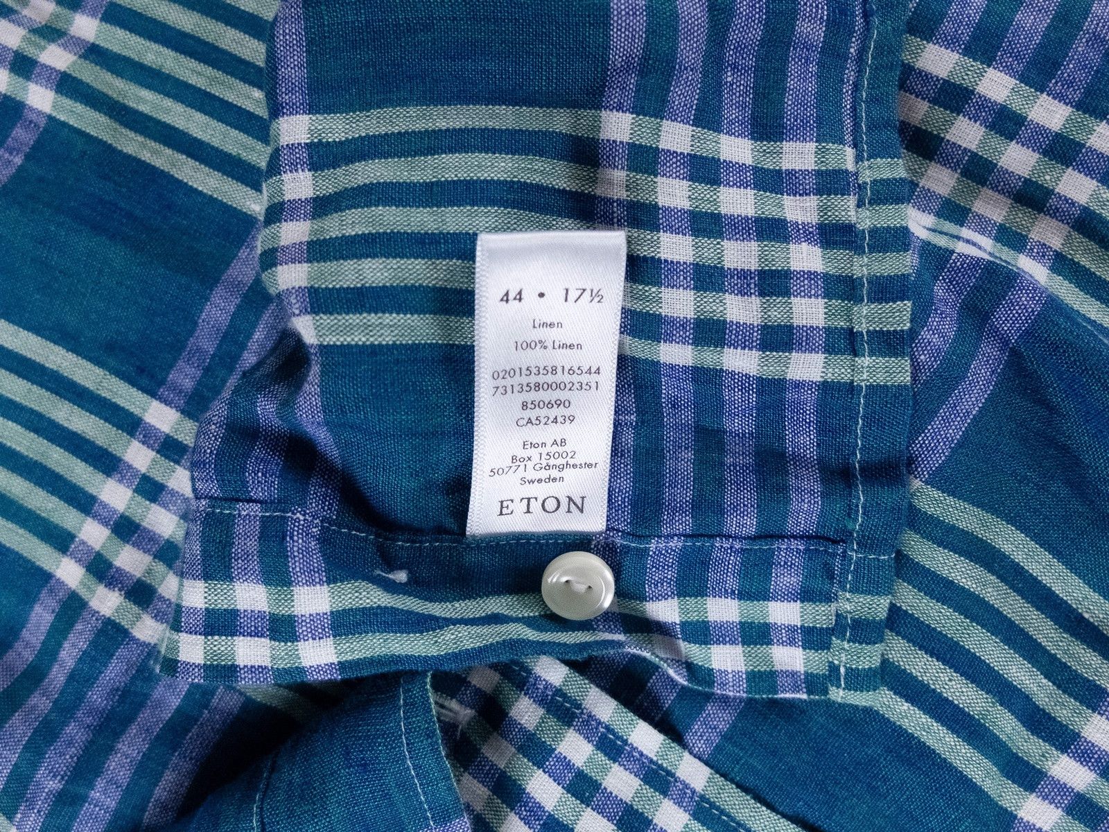 Eton ETON of Sweden slim-fit plaid green linen shirt - 44 / 17.5 Size US XL / EU 56 / 4 - 5 Thumbnail