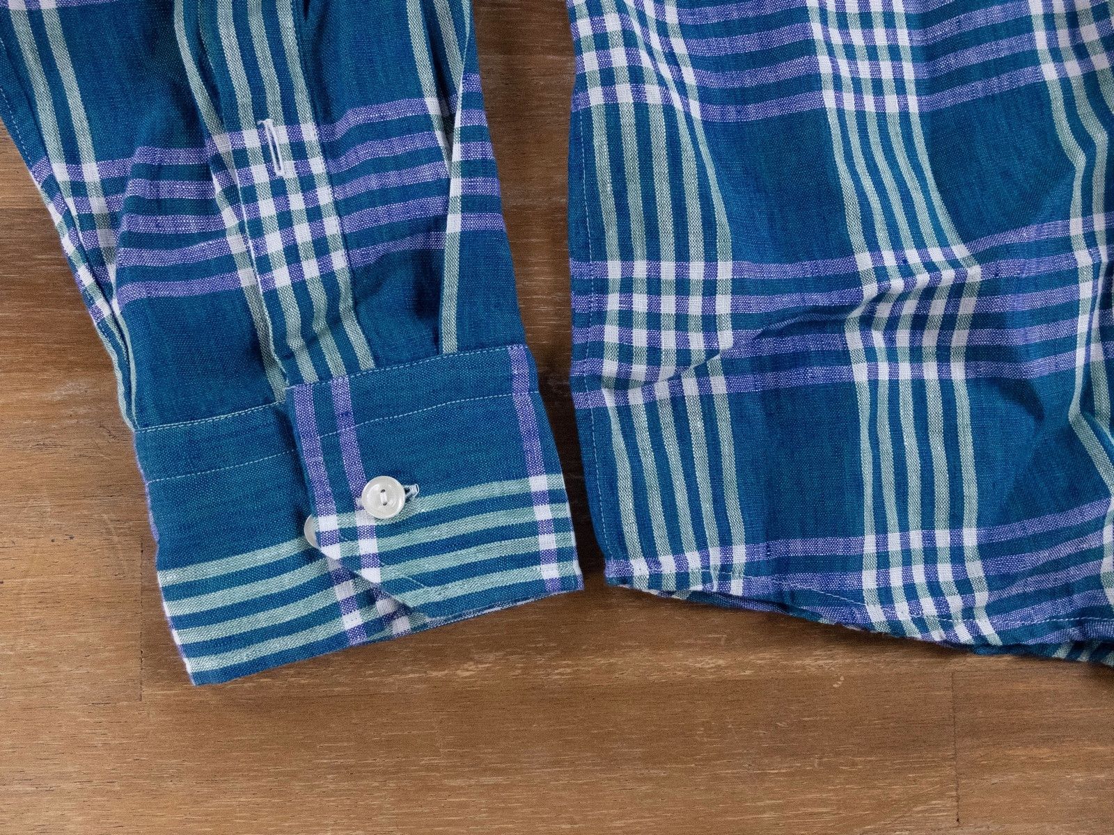 Eton ETON of Sweden slim-fit plaid green linen shirt - 44 / 17.5 Size US XL / EU 56 / 4 - 4 Thumbnail