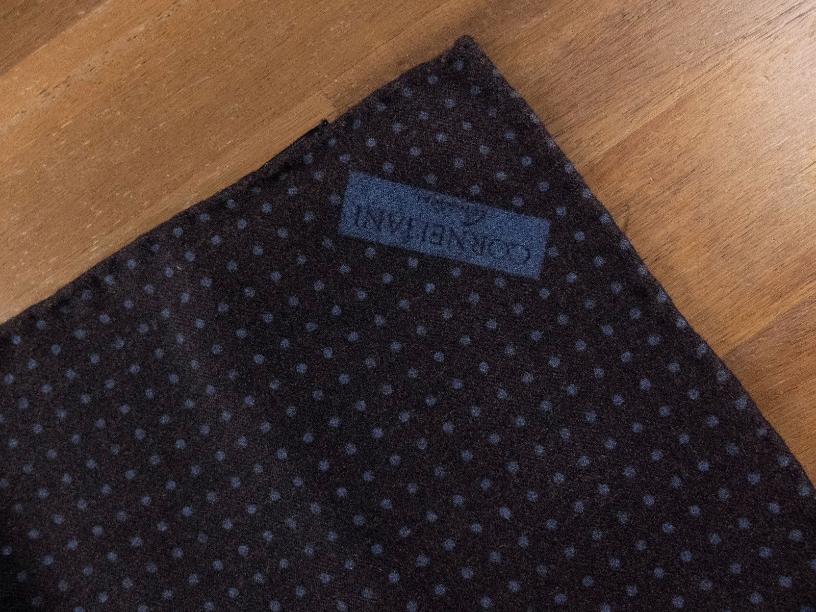 Corneliani CORNELIANI brown blue polka dots 2 sided wool pocket square Size ONE SIZE - 3 Thumbnail