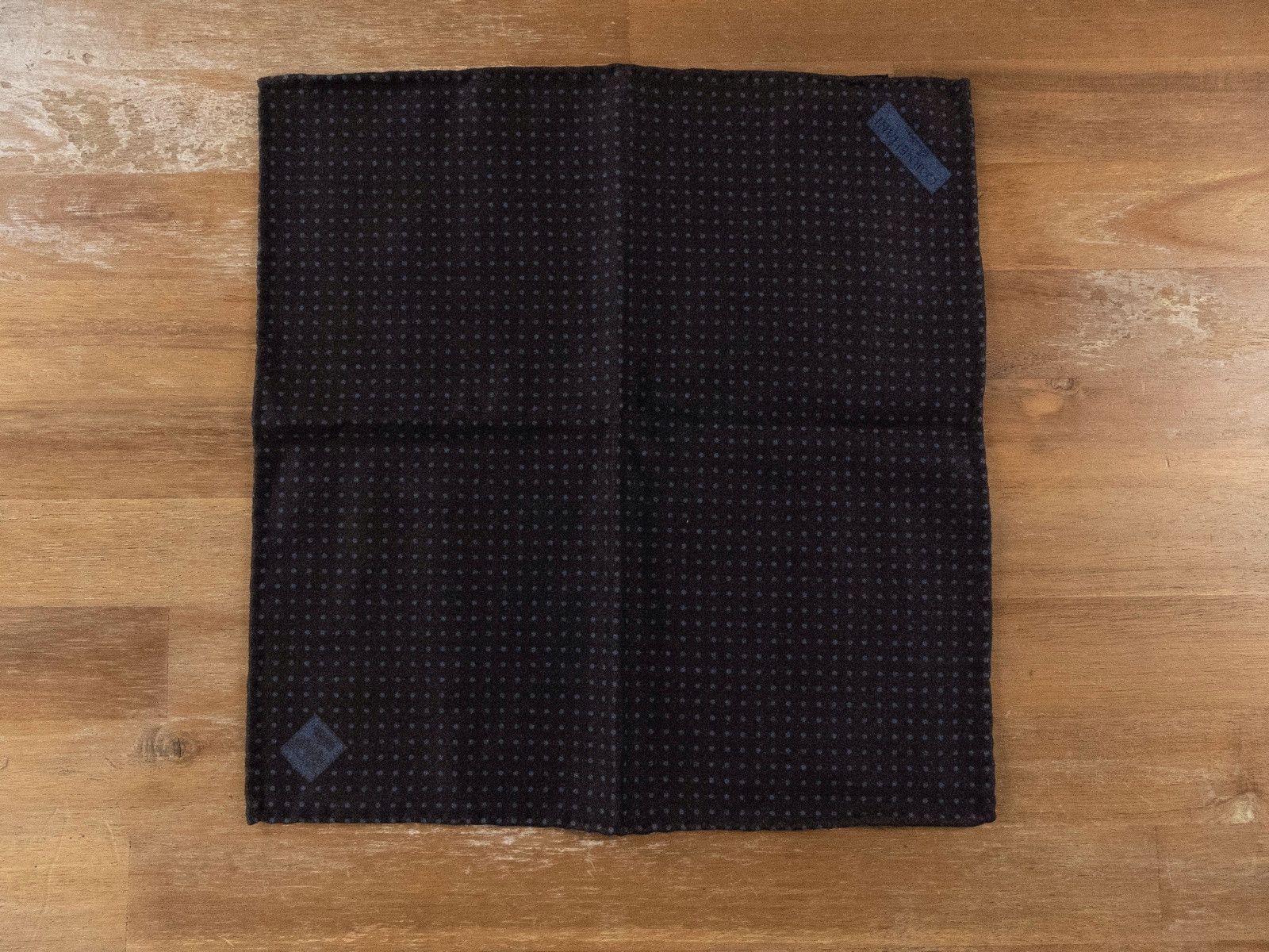 Corneliani CORNELIANI brown blue polka dots 2 sided wool pocket square Size ONE SIZE - 1 Thumbnail