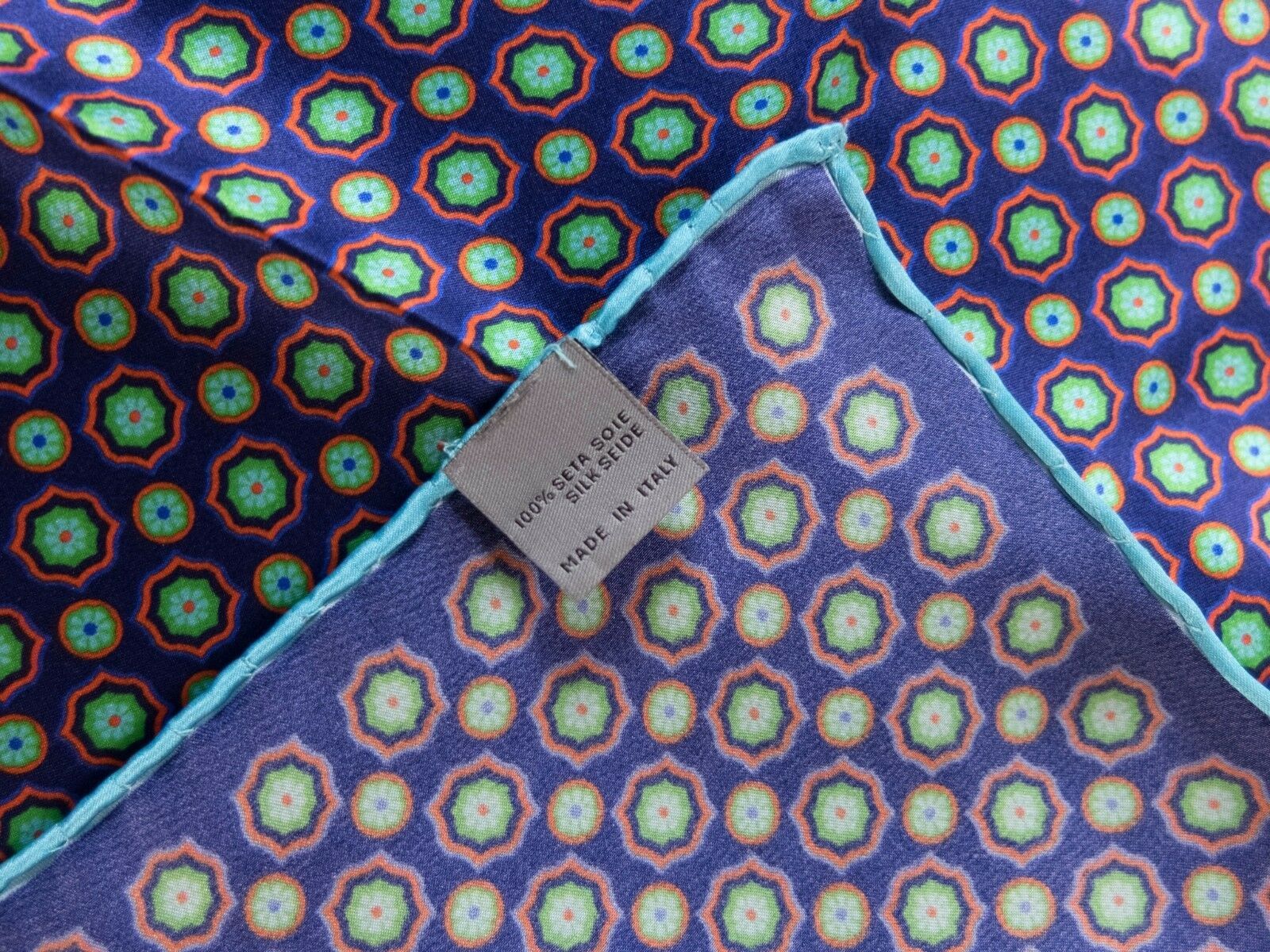 Canali CANALI navy blue purple green silk pocket square authentic Size ONE SIZE - 3 Thumbnail