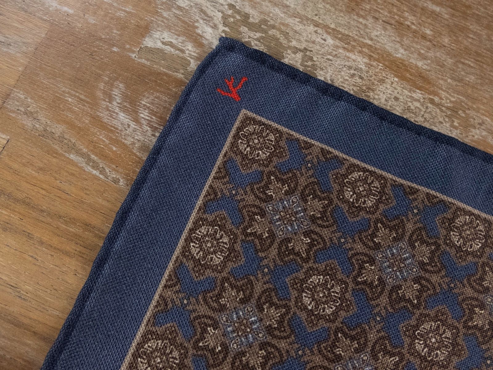 Isaia ISAIA Napoli brown blue wool silk pocket square authentic Size ONE SIZE - 2 Thumbnail