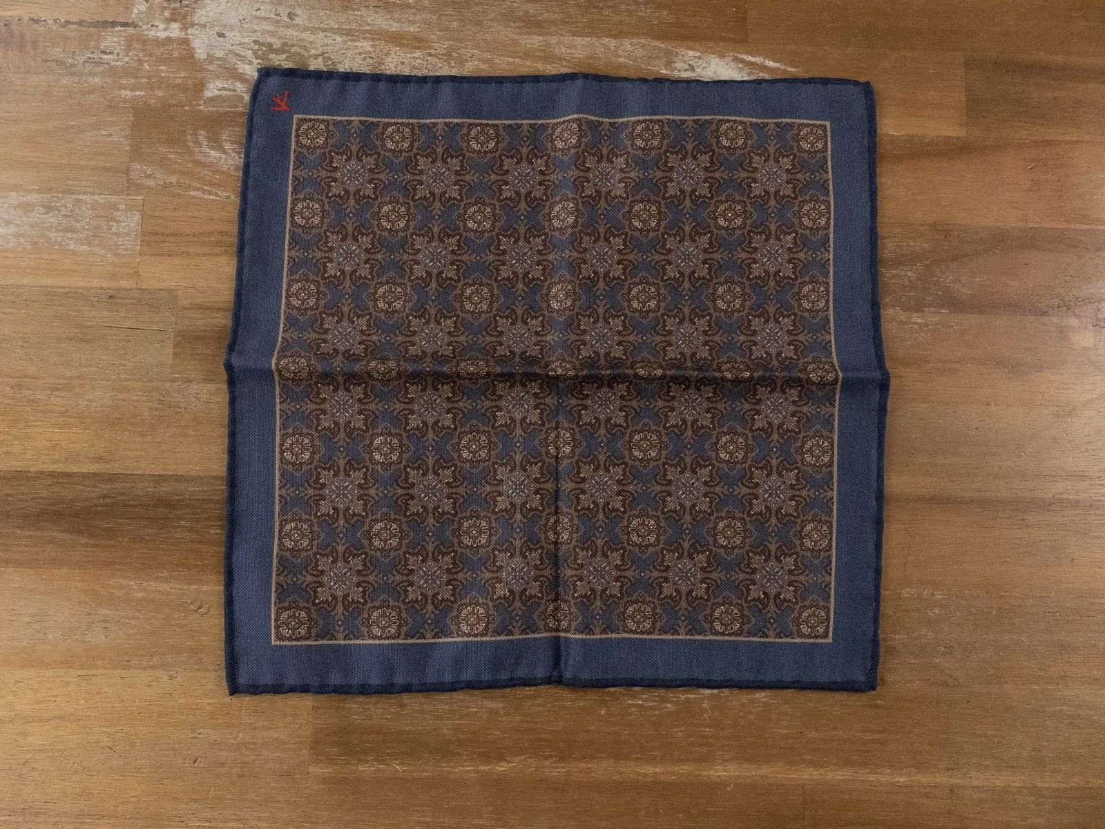 Isaia ISAIA Napoli brown blue wool silk pocket square authentic Size ONE SIZE - 1 Thumbnail