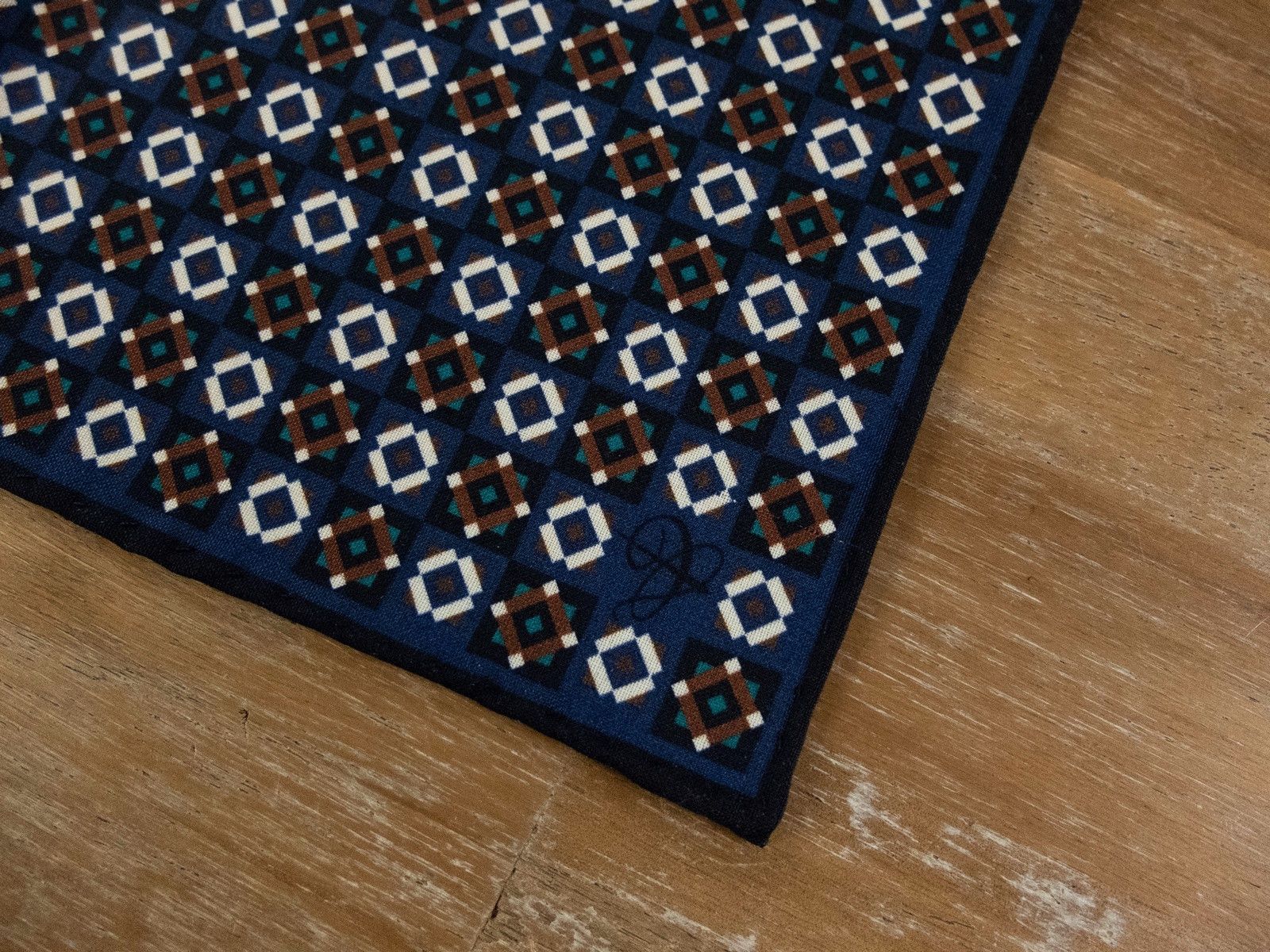 Canali CANALI blue geometric print wool pocket square authentic NWT Size ONE SIZE - 2 Thumbnail