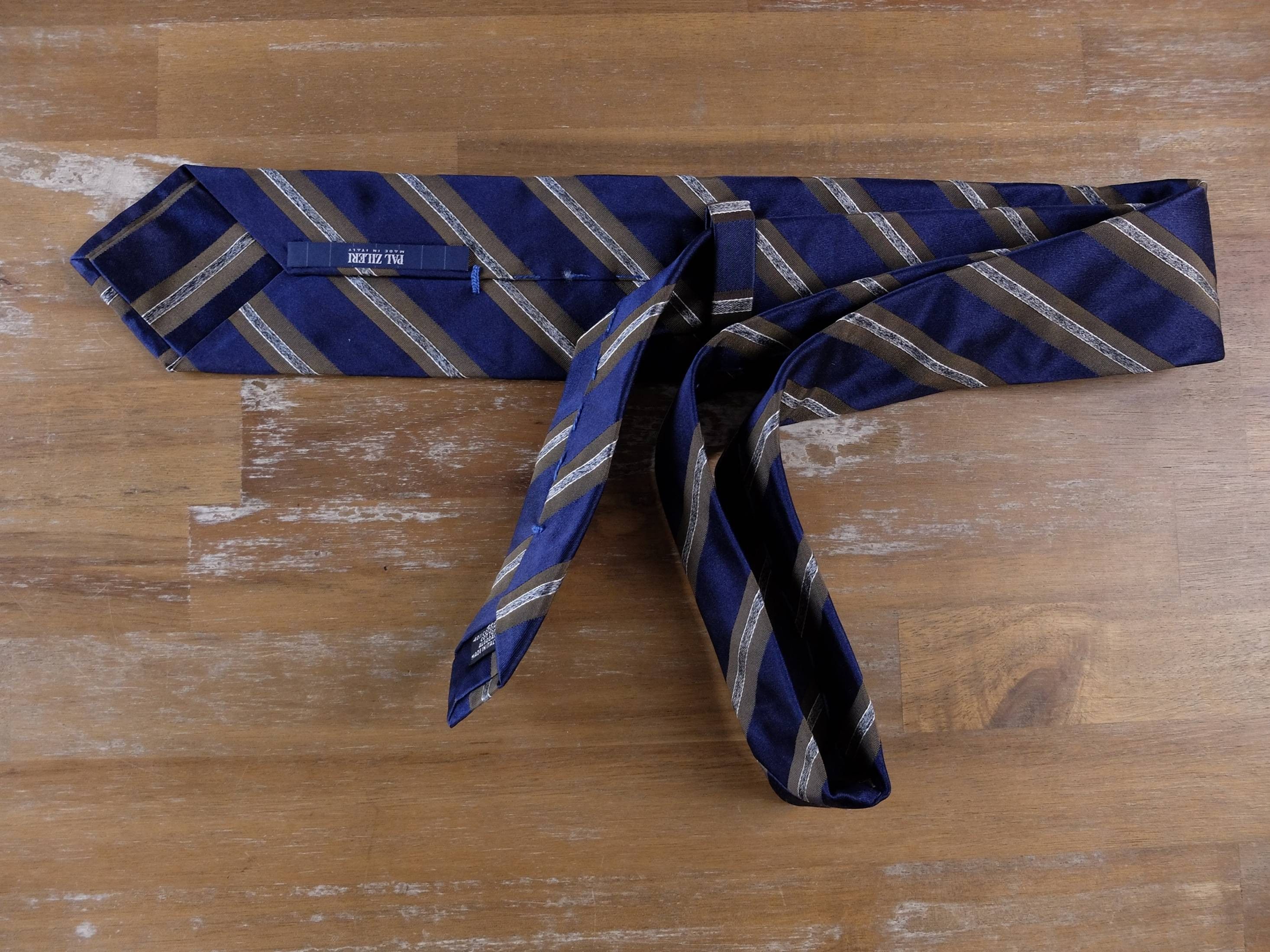 Pal Zileri PAL ZILERI navy blue striped silk cotton blend tie authentic Size ONE SIZE - 2 Thumbnail