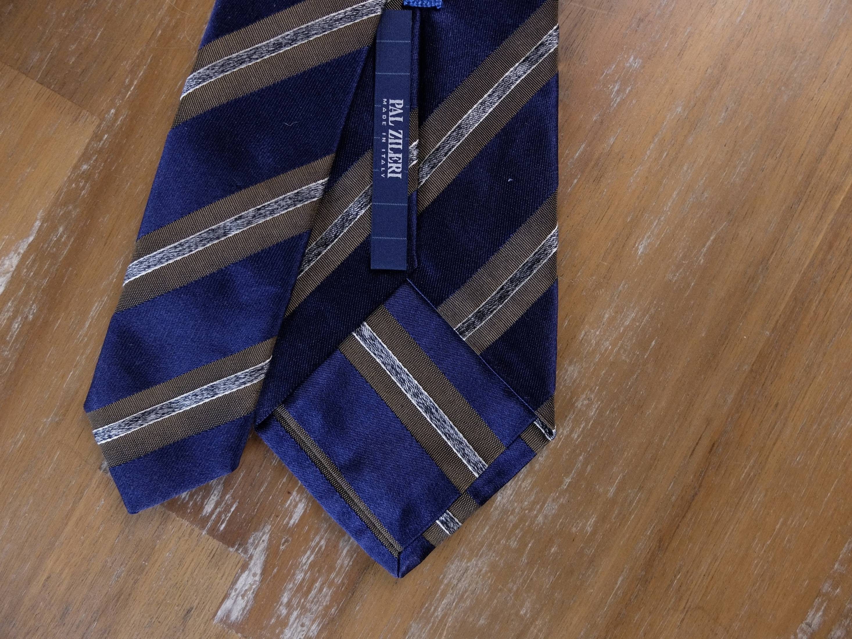 Pal Zileri PAL ZILERI navy blue striped silk cotton blend tie authentic Size ONE SIZE - 3 Thumbnail