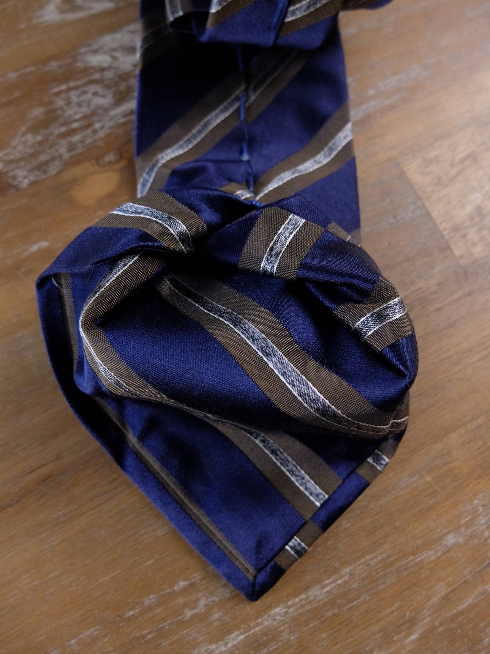 Pal Zileri PAL ZILERI navy blue striped silk cotton blend tie authentic Size ONE SIZE - 4 Thumbnail
