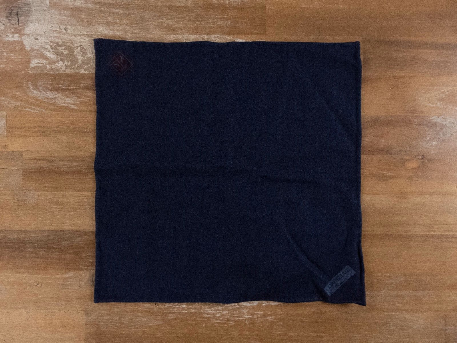 CORNELIANI blue burgundy reversible wool pocket square