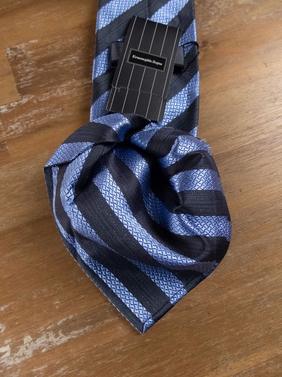 Ermenegildo Zegna ERMENEGILDO ZEGNA blue striped woven silk tie authentic NWT Size ONE SIZE - 4 Thumbnail