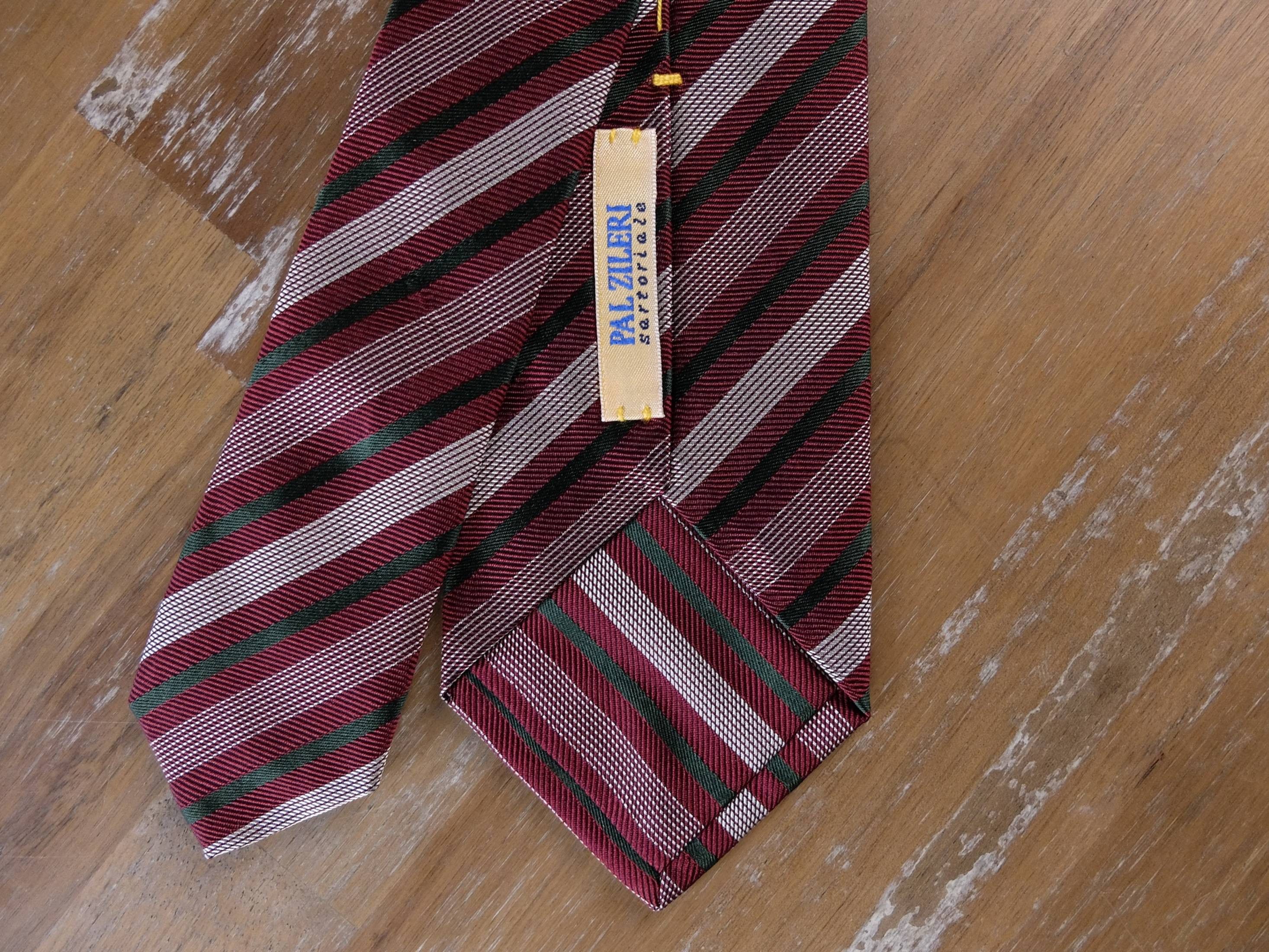 Pal Zileri PAL ZILERI SARTORIALE red green striped silk woven tie NWT Size ONE SIZE - 4 Thumbnail