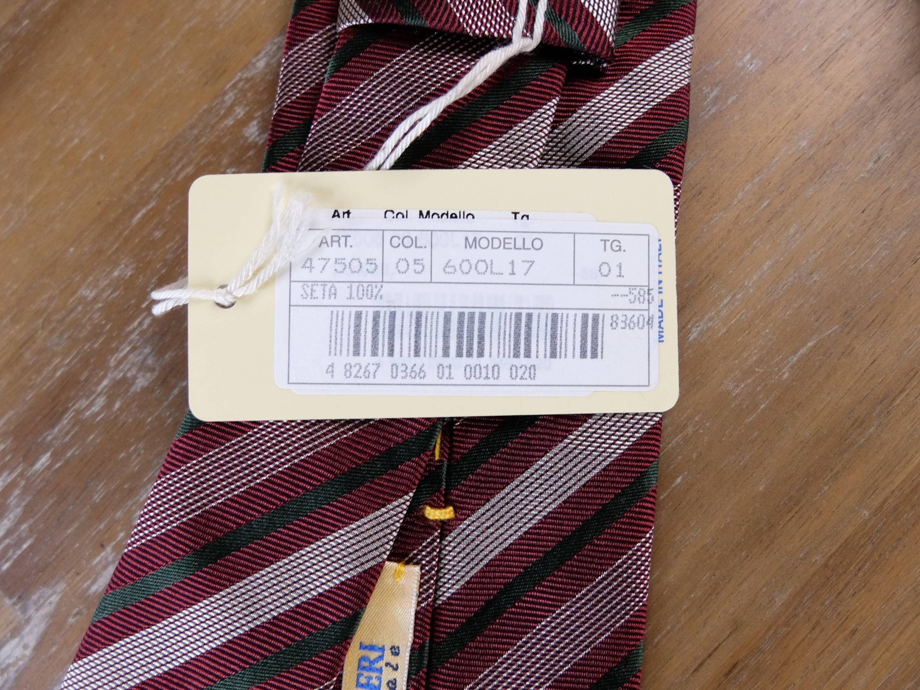 Pal Zileri PAL ZILERI SARTORIALE red green striped silk woven tie NWT Size ONE SIZE - 5 Thumbnail