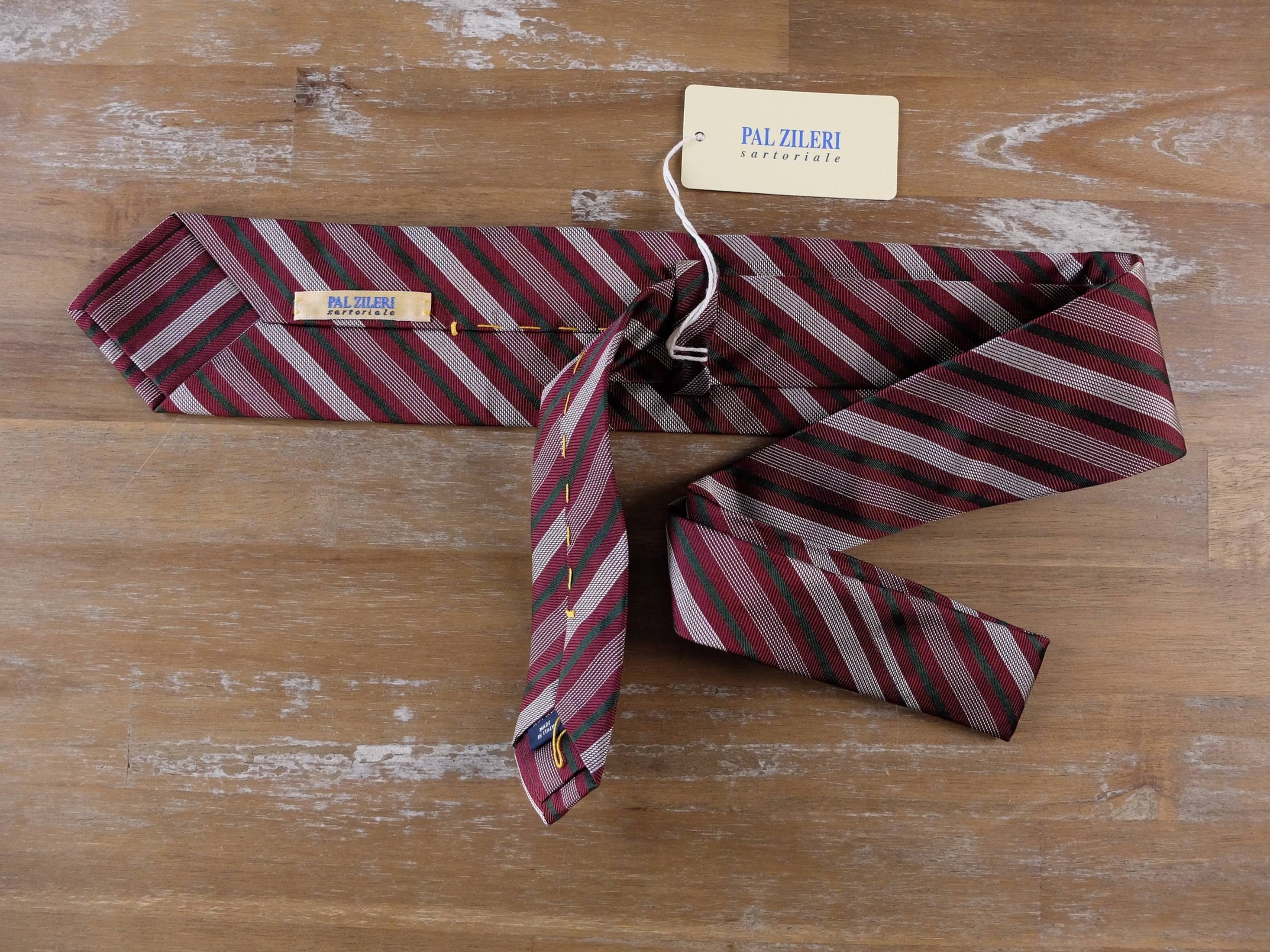 Pal Zileri PAL ZILERI SARTORIALE red green striped silk woven tie NWT Size ONE SIZE - 3 Thumbnail