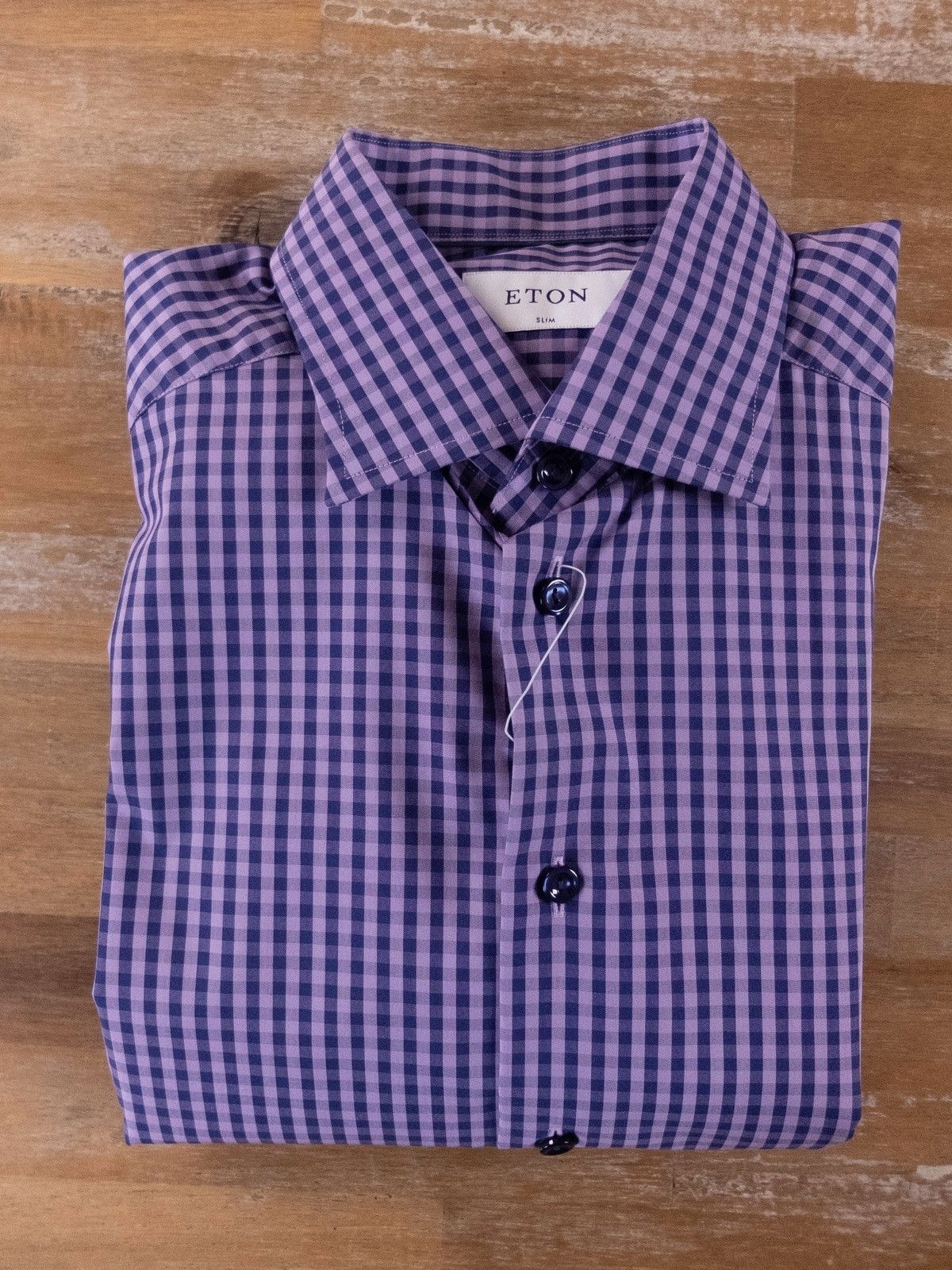 Eton ETON of Sweden purple slim fit plaid check shirt 40 / 15.75 Size US M / EU 48-50 / 2 - 1 Thumbnail