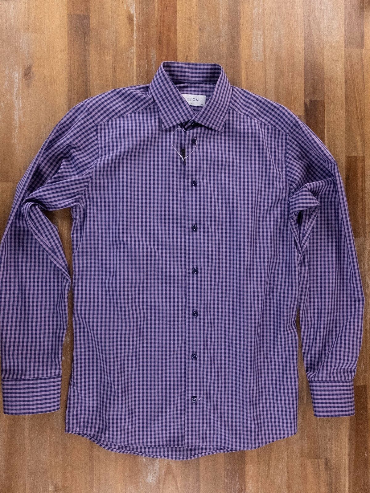 Eton ETON of Sweden purple slim fit plaid check shirt 40 / 15.75 Size US M / EU 48-50 / 2 - 2 Thumbnail