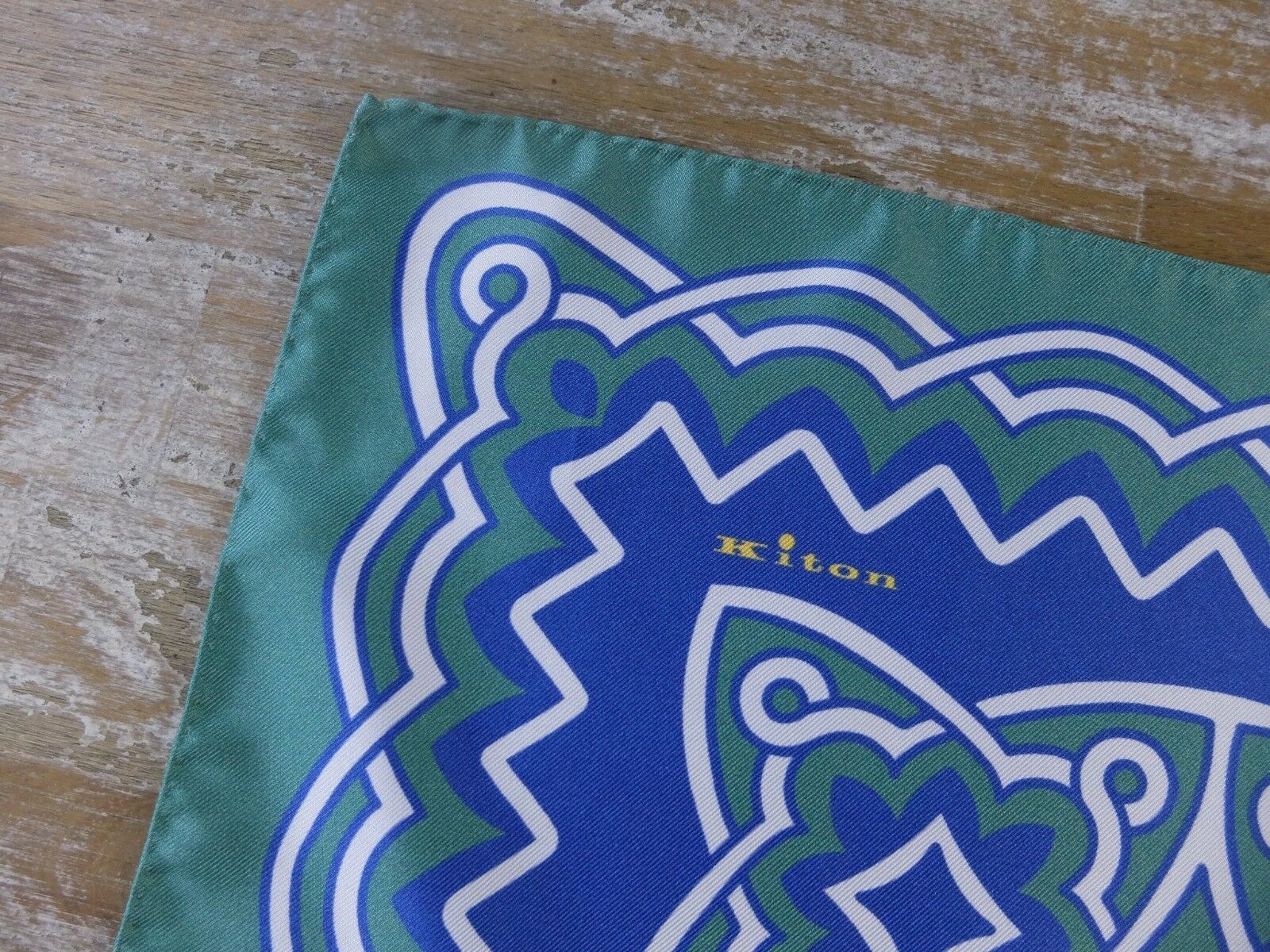 Kiton KITON Napoli green blue silk pocket square authentic Size ONE SIZE - 2 Thumbnail