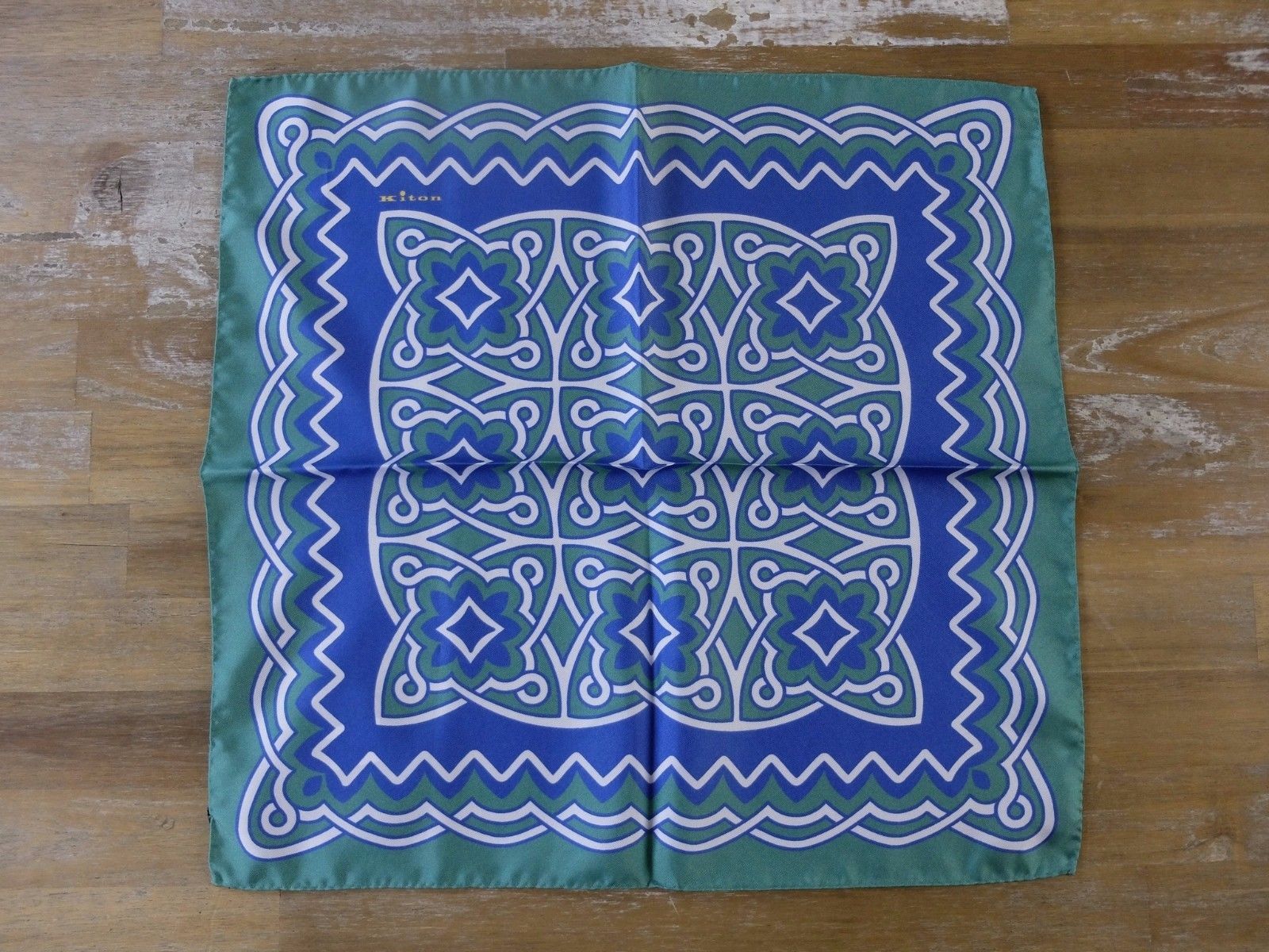 Kiton KITON Napoli green blue silk pocket square authentic Size ONE SIZE - 1 Thumbnail