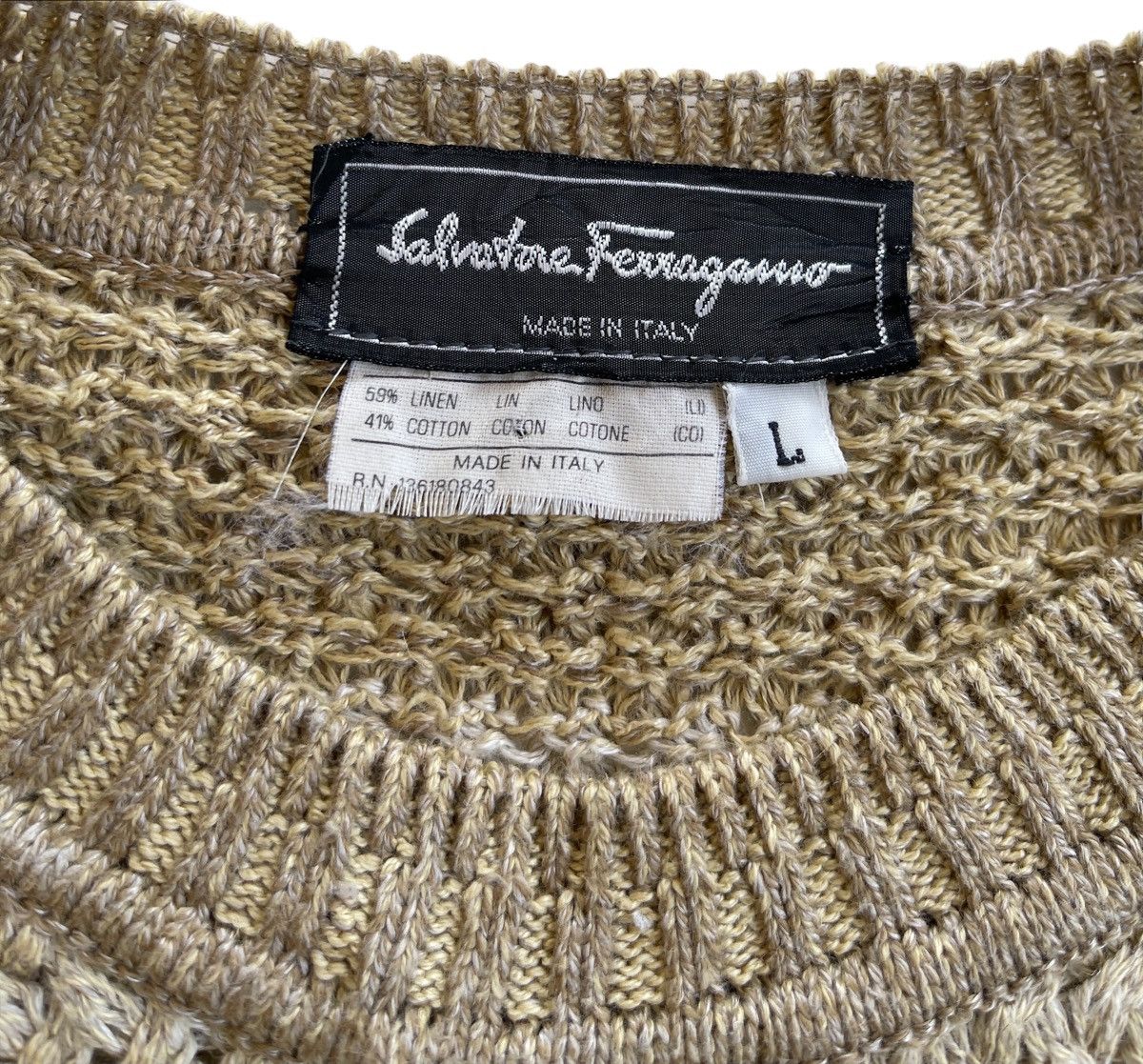 Salvatore Ferragamo Vintage Salvatore Ferragamo Cable Knitted Sweater Size US L / EU 52-54 / 3 - 4 Thumbnail