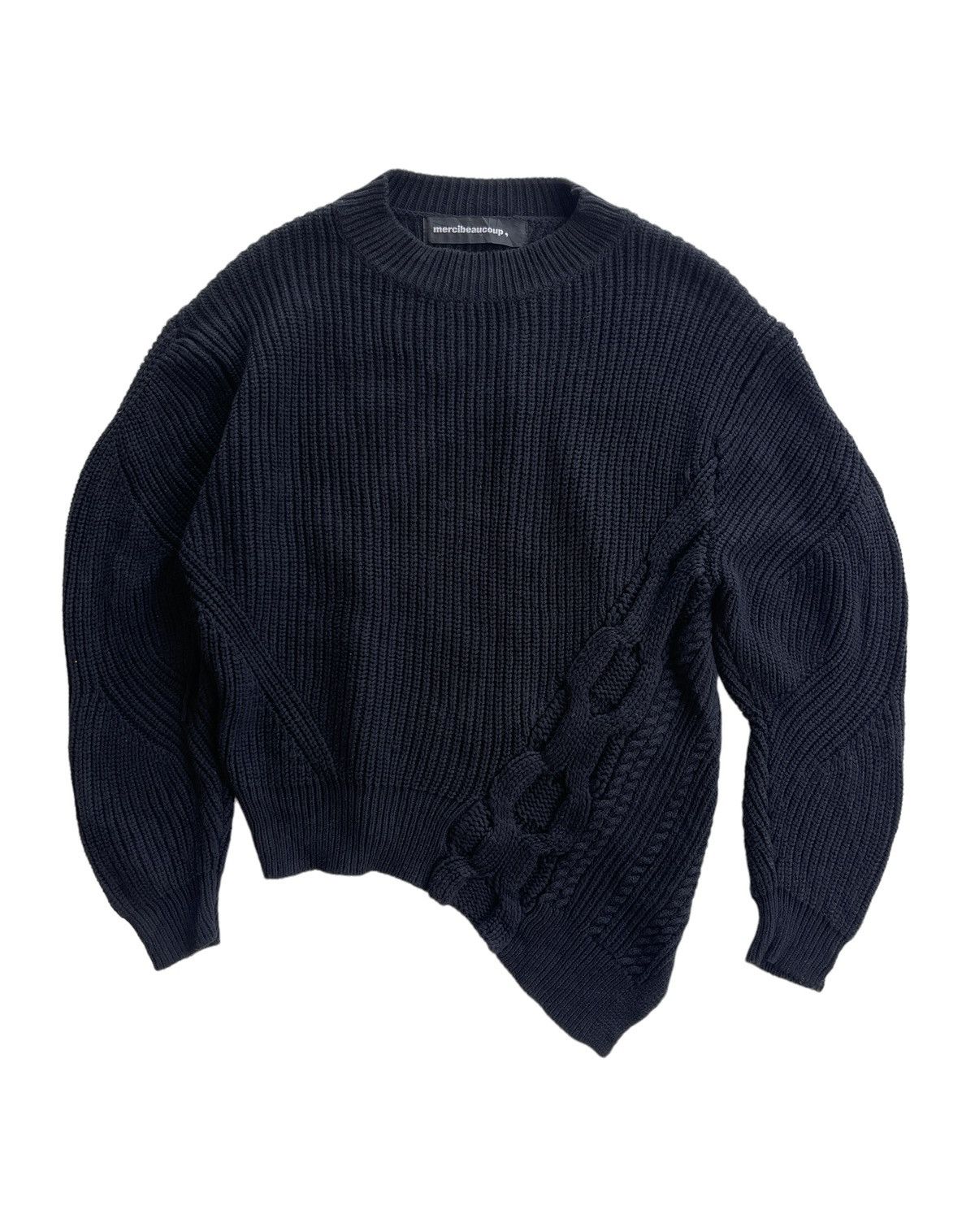 Issey Miyake Issey Miyake Mercibeaucoup Black Asymmetric Cable Knit Size S / US 4 / IT 40 - 1 Thumbnail