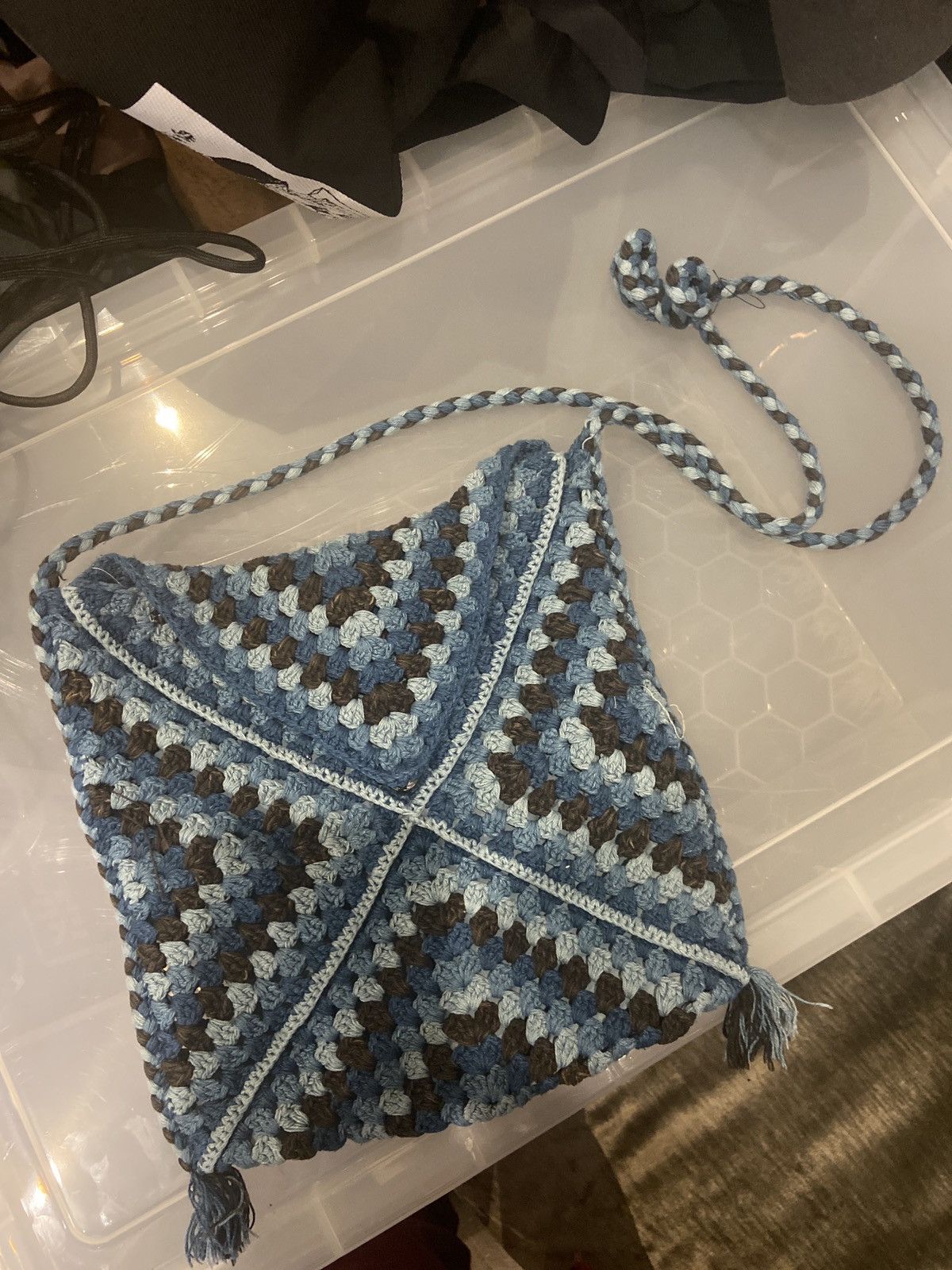 image of Story Mfg Crochet Bag in Blue, Men's