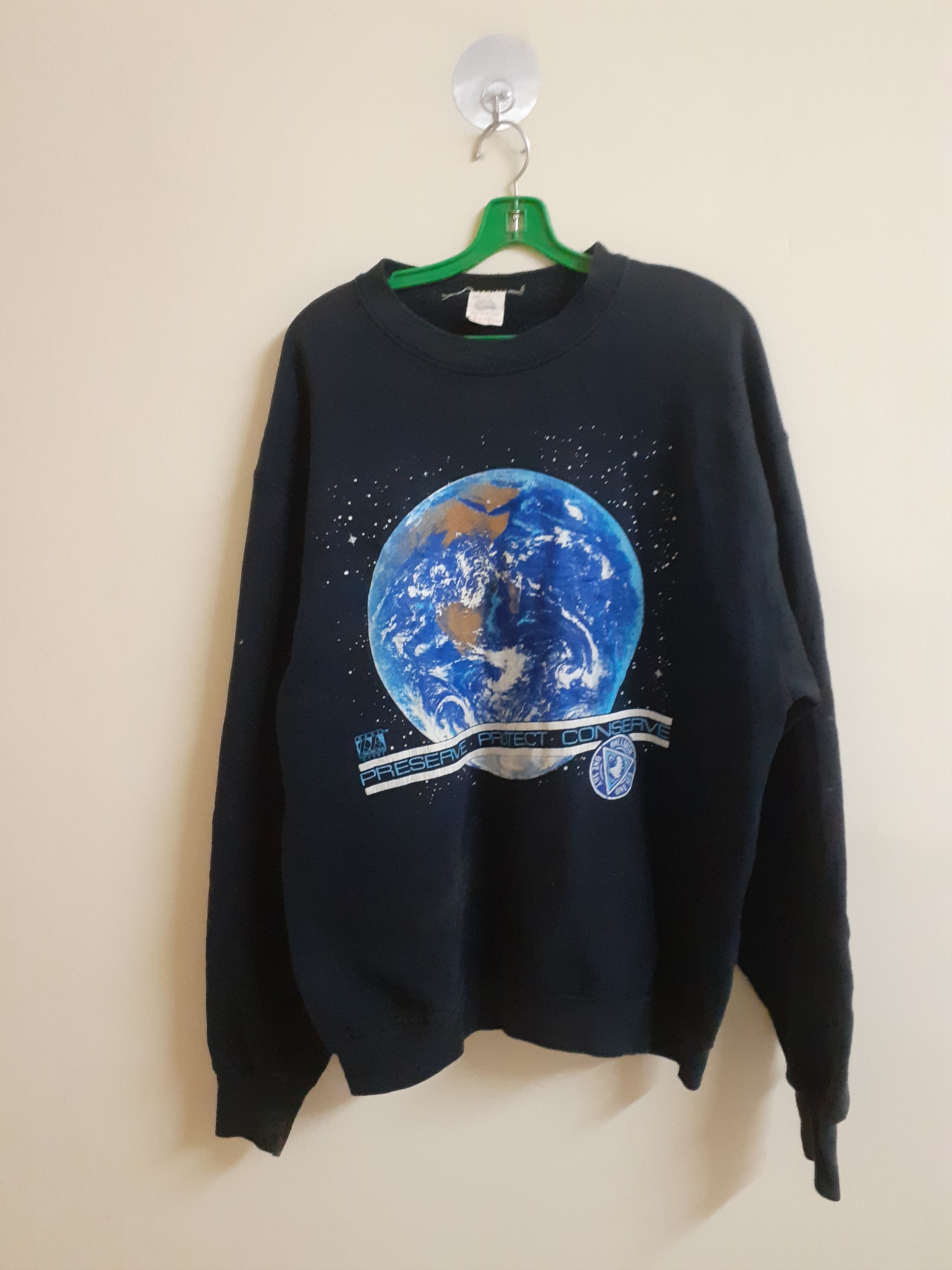 Fruit Of The Loom × Vintage Very Nice Design Vintage 90s Earth Day Sweatshirt Size US XL / EU 56 / 4 - 1 Thumbnail