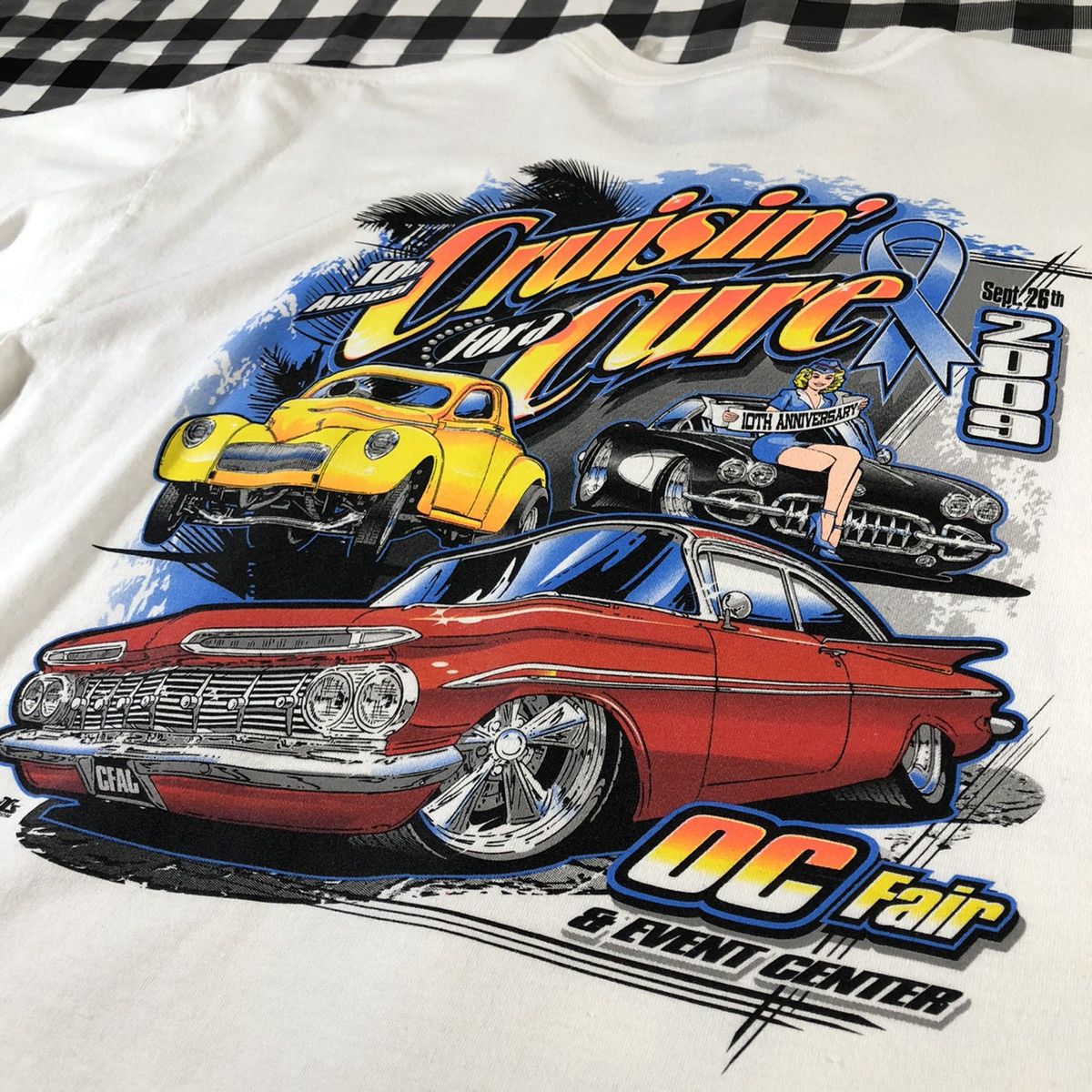 Chevrolet × Gildan Cruisin For A Cure 2009 Car Show Chevrolet Racing TEE Size US XL / EU 56 / 4 - 5 Thumbnail