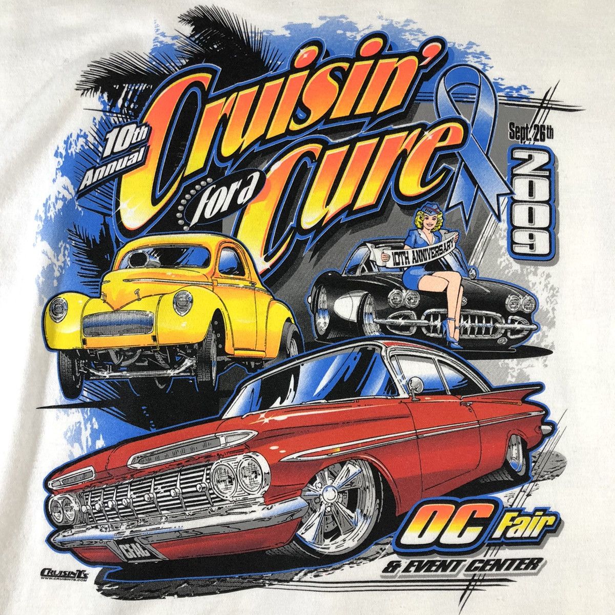 Chevrolet × Gildan Cruisin For A Cure 2009 Car Show Chevrolet Racing TEE Size US XL / EU 56 / 4 - 6 Thumbnail