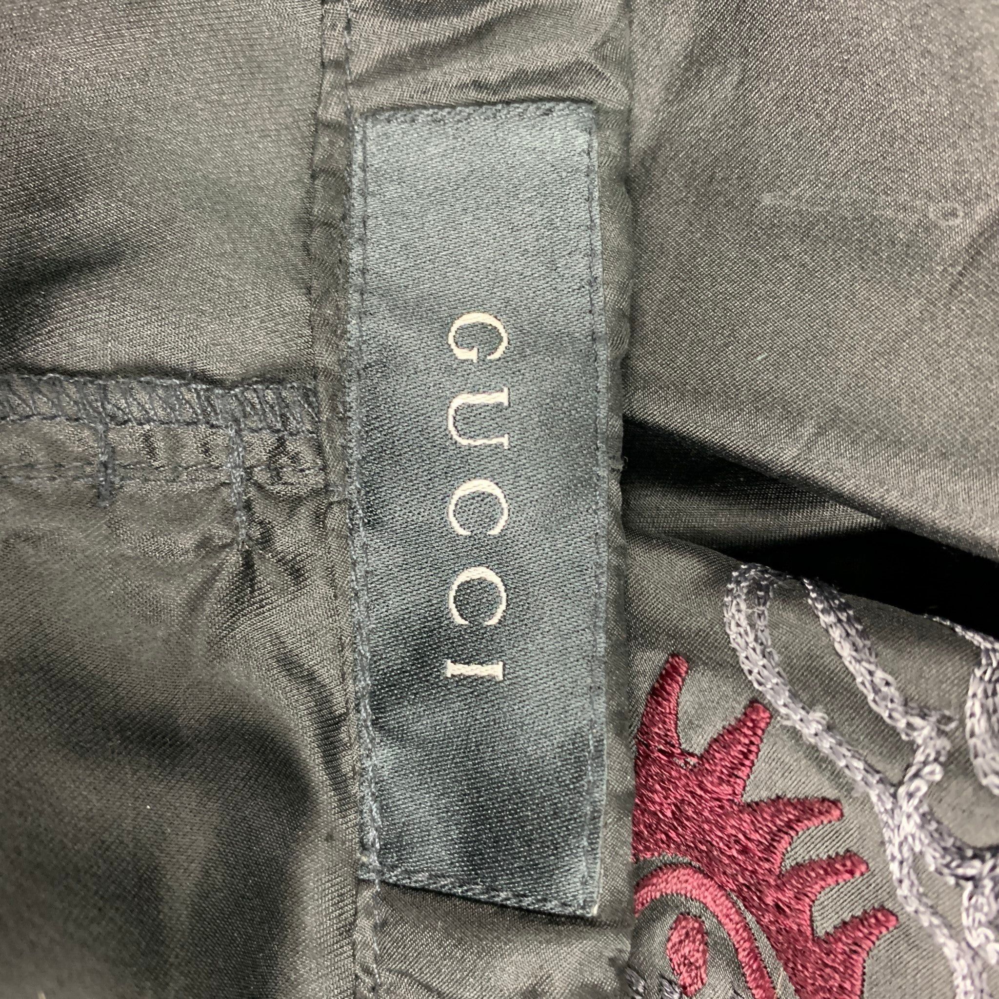 Gucci Black Dragon Embroidered Silk Karate Pants Size US 38 / EU 54 - 9 Thumbnail