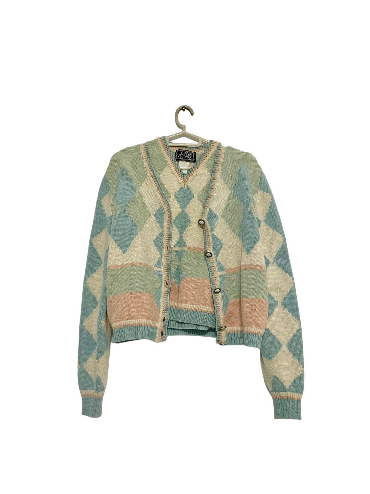 Gianni Versace Knitted Cardigan and Sweater Vest Set