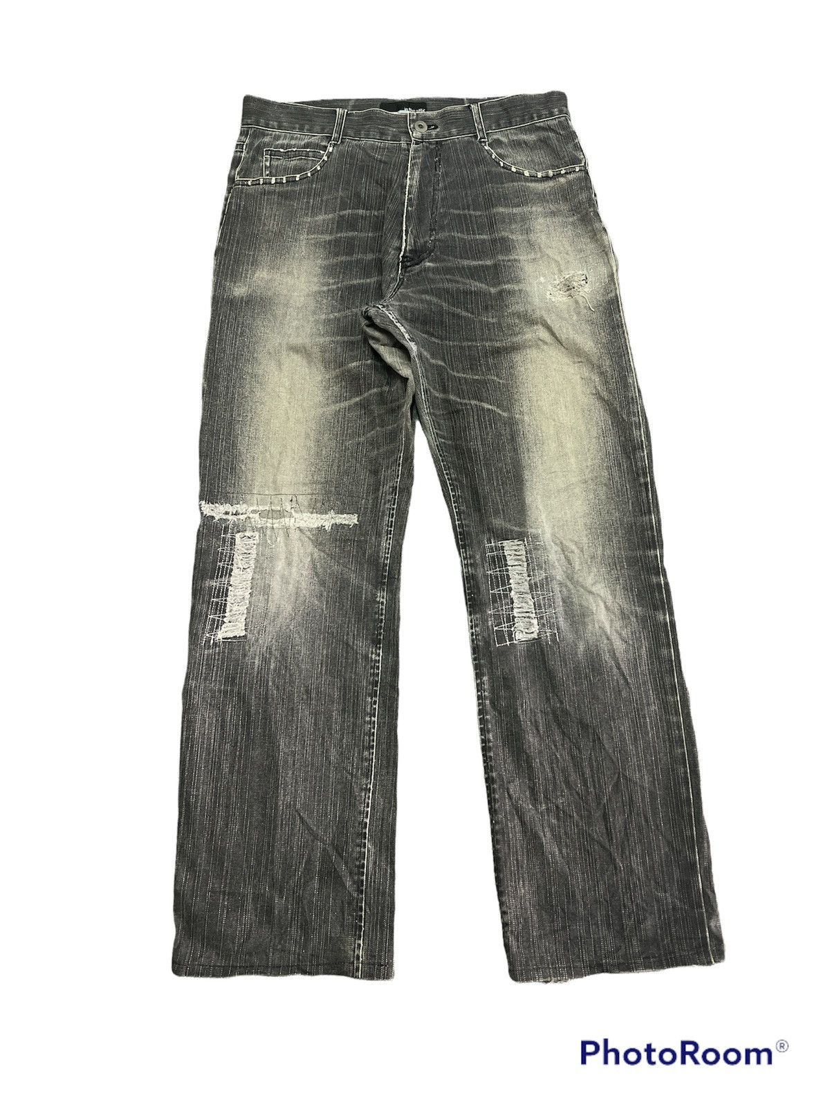 image of Avant Garde x Distressed Denim In The Attic Ripped Distressed Denim Pant in Grey (Size 30)
