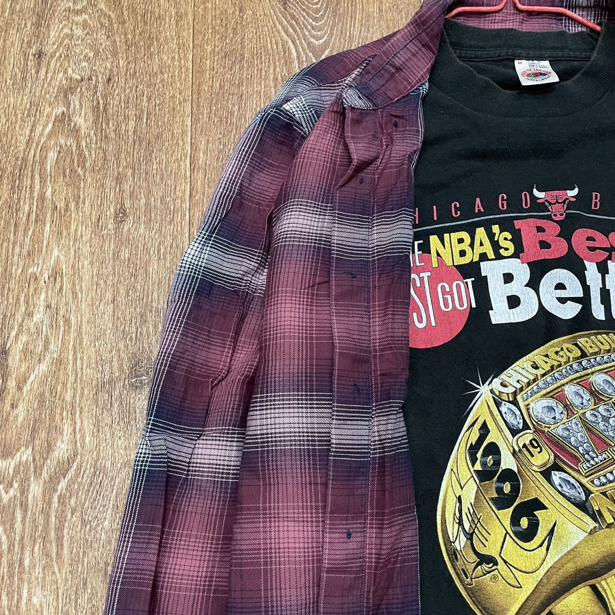 Vintage Vintage 90s Burgundy Plaid Shirt Grunge Skater Streetwear M Size US M / EU 48-50 / 2 - 5 Thumbnail