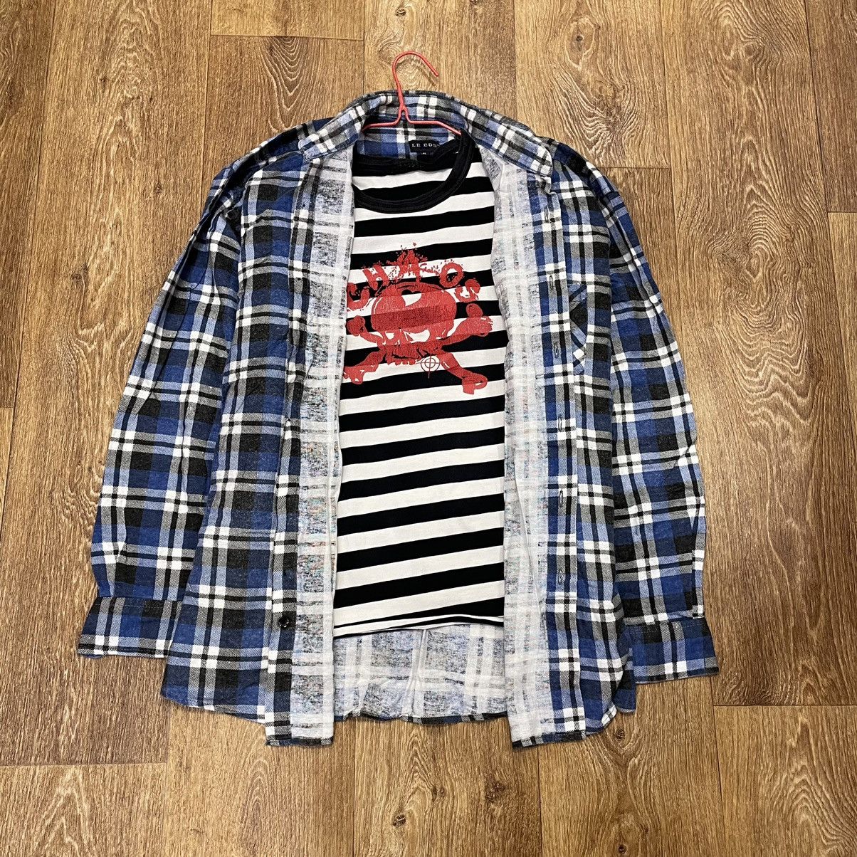 Vintage Vintage 90s Navy Plaid Shirt Layering Piece Grunge Faded XL Size US XL / EU 56 / 4 - 1 Thumbnail