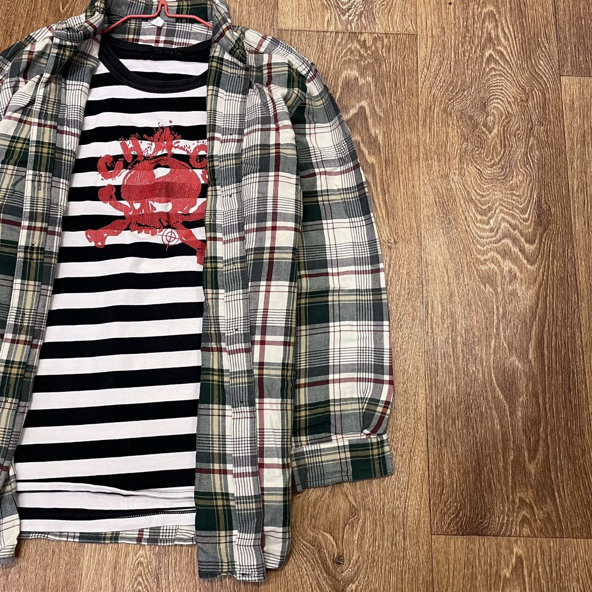 Vintage Vintage 90s Plaid Shirt Striped Tee Layered Grunge Logo S Size US S / EU 44-46 / 1 - 2 Thumbnail