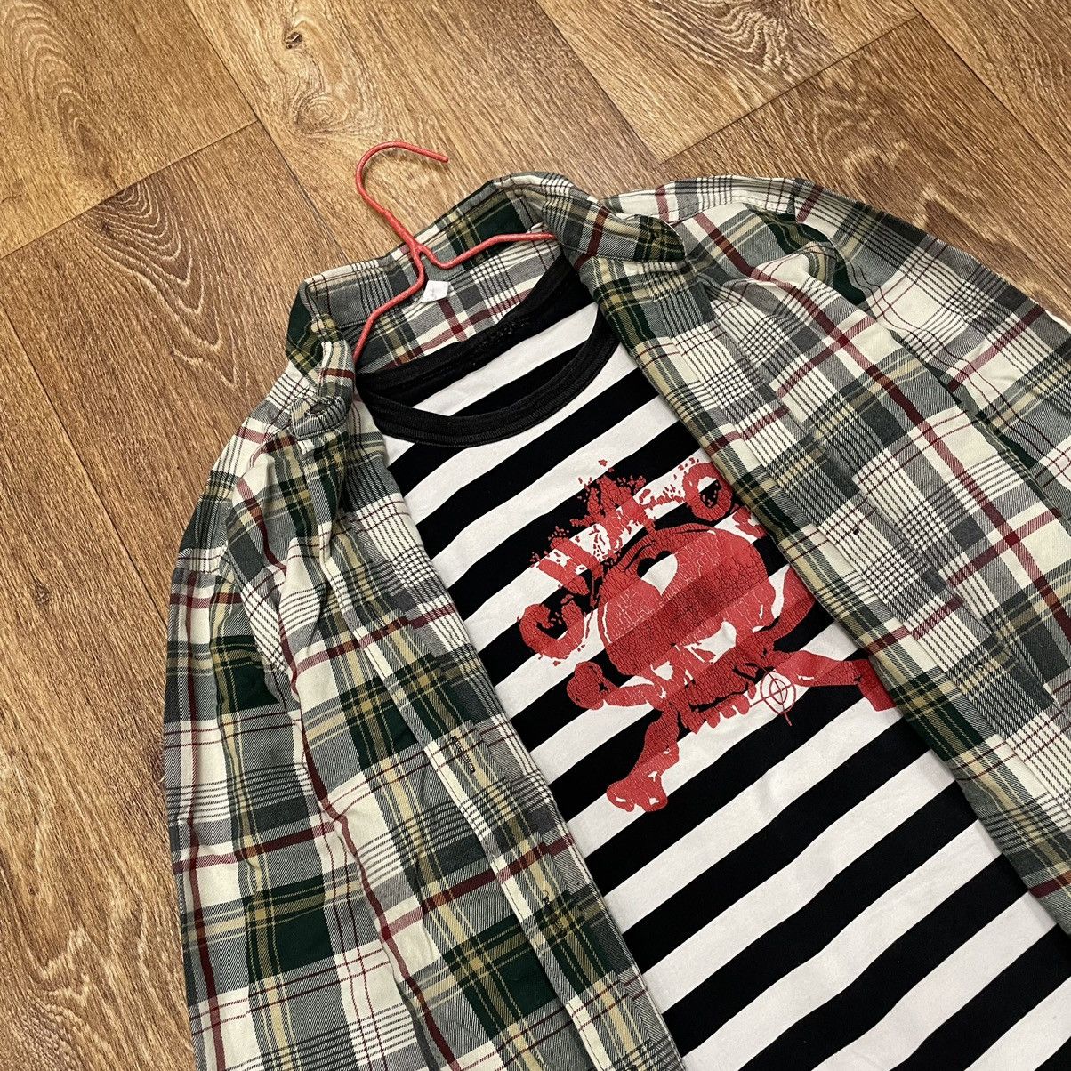 Vintage Vintage 90s Plaid Shirt Striped Tee Layered Grunge Logo S Size US S / EU 44-46 / 1 - 5 Thumbnail