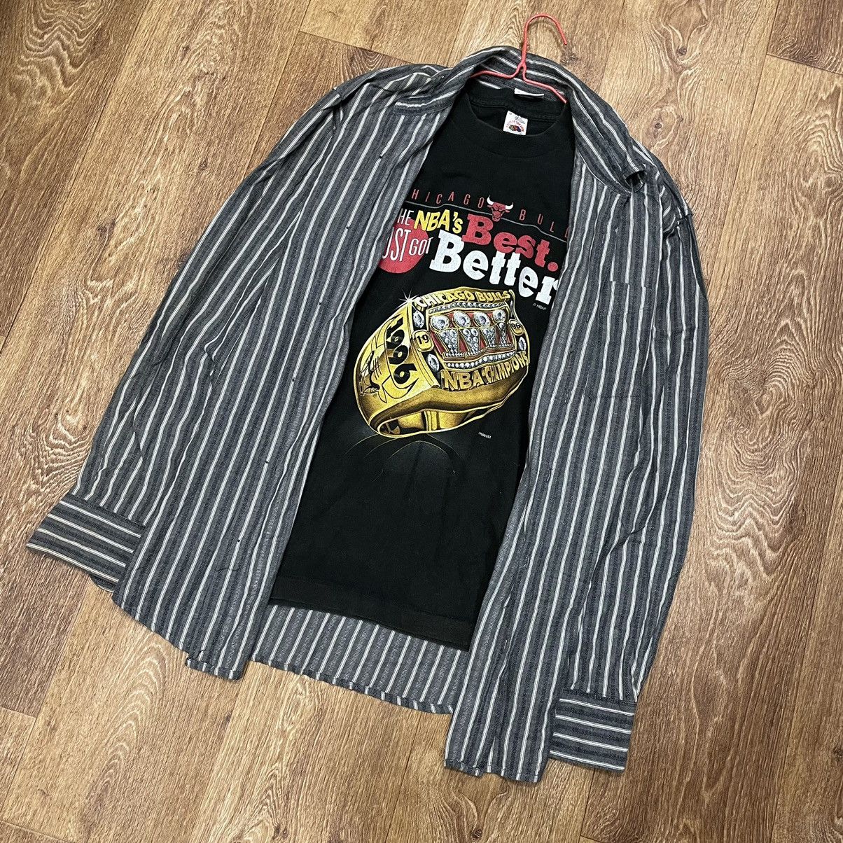 Vintage Vintage 90s Striped Shirt Oversized Grunge Workwear Faded XL Size US XL / EU 56 / 4 - 2 Thumbnail