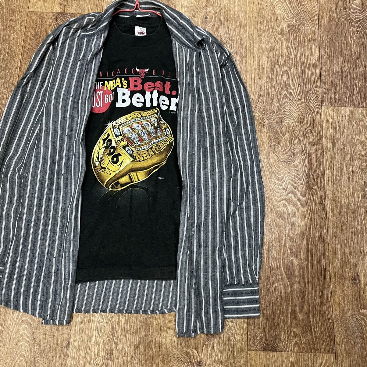 Vintage Vintage 90s Striped Shirt Oversized Grunge Workwear Faded XL Size US XL / EU 56 / 4 - 4 Thumbnail
