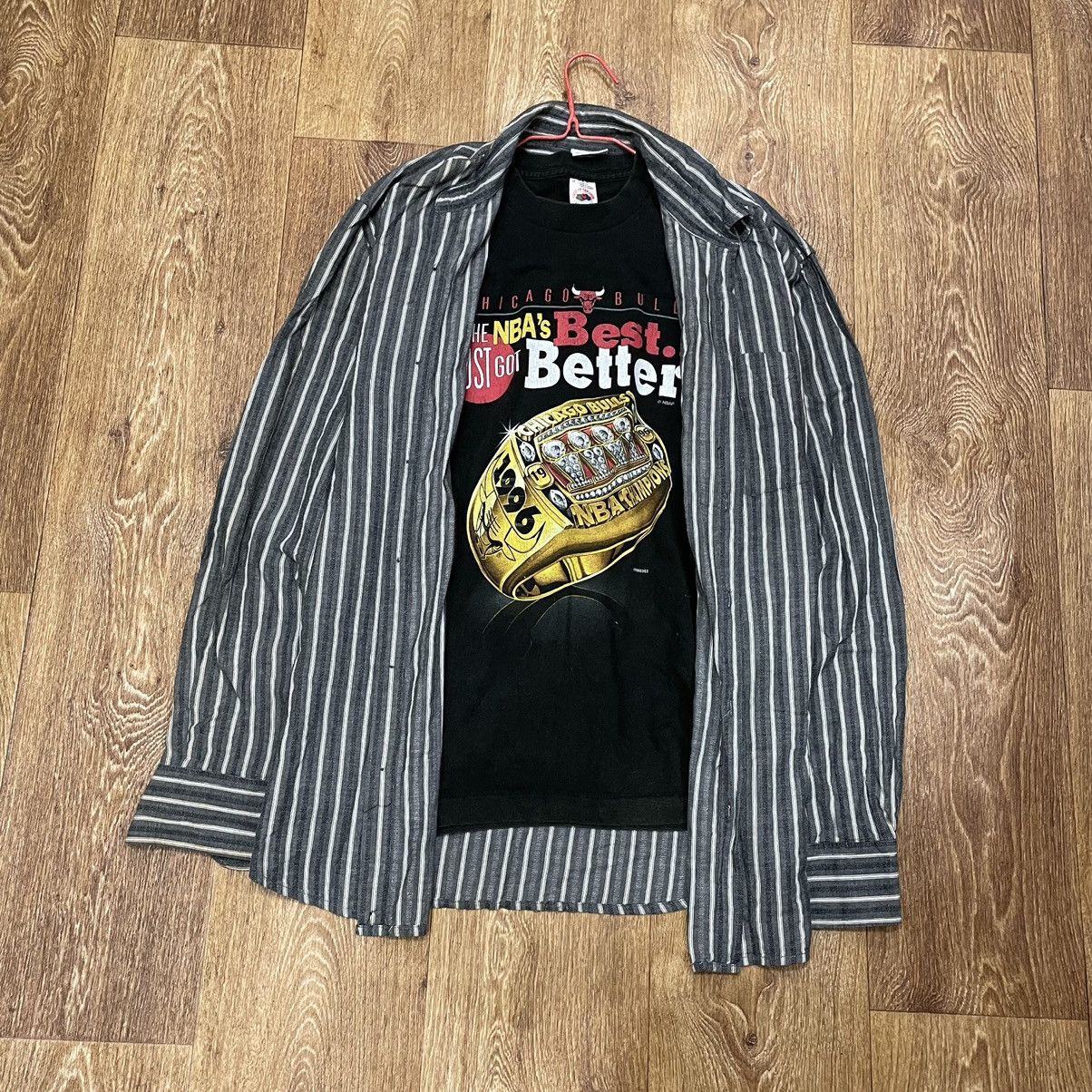 Vintage Vintage 90s Striped Shirt Oversized Grunge Workwear Faded XL Size US XL / EU 56 / 4 - 3 Thumbnail