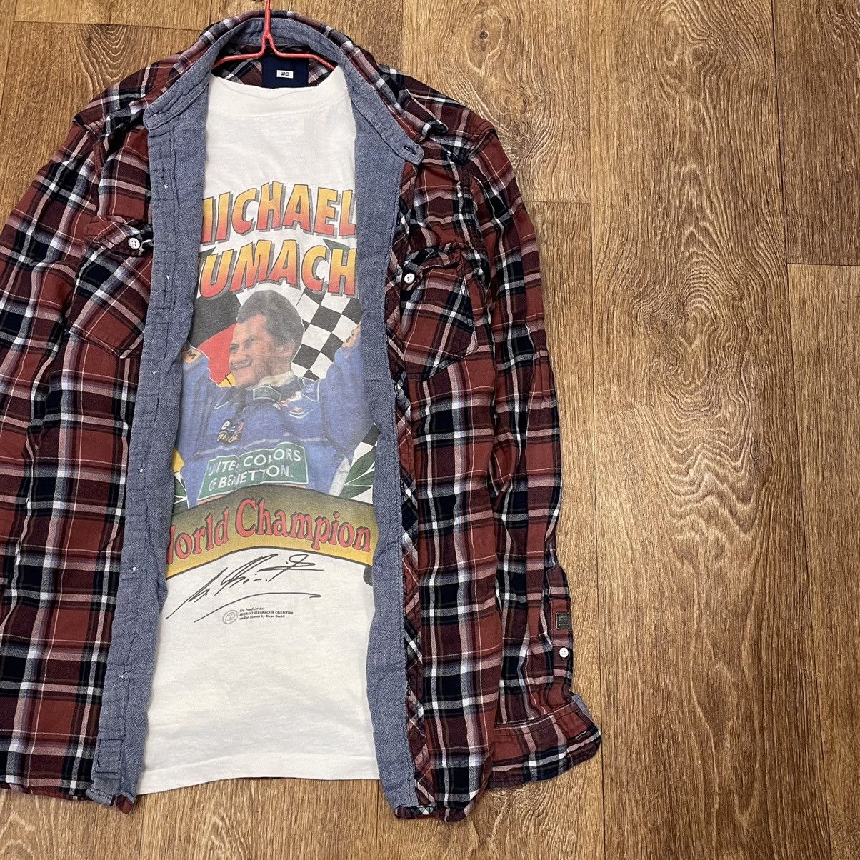 Vintage Vintage 90s Burgundy Plaid Flannel Shirt Oversized Workwear Size US L / EU 52-54 / 3 - 3 Thumbnail